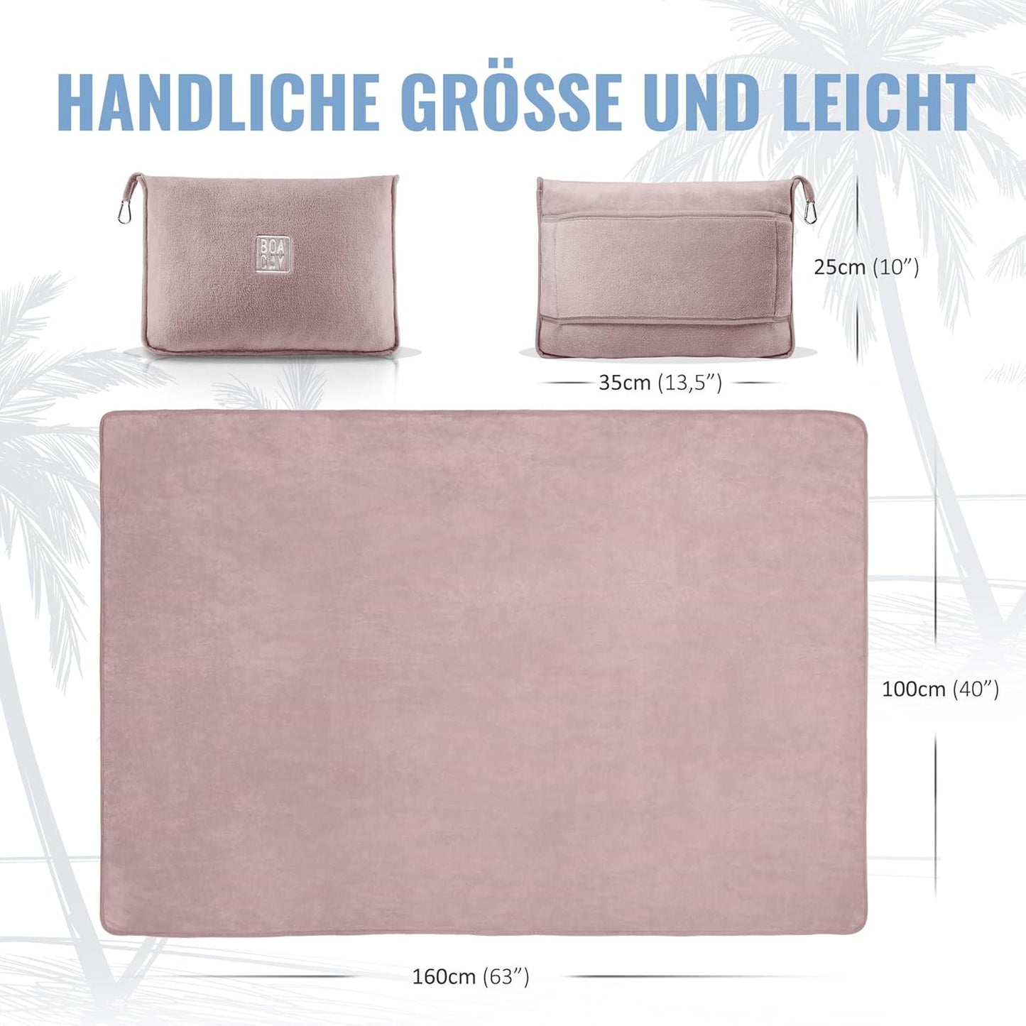 Weiche Reisedecke für Flugzeug & Auto, Rosa