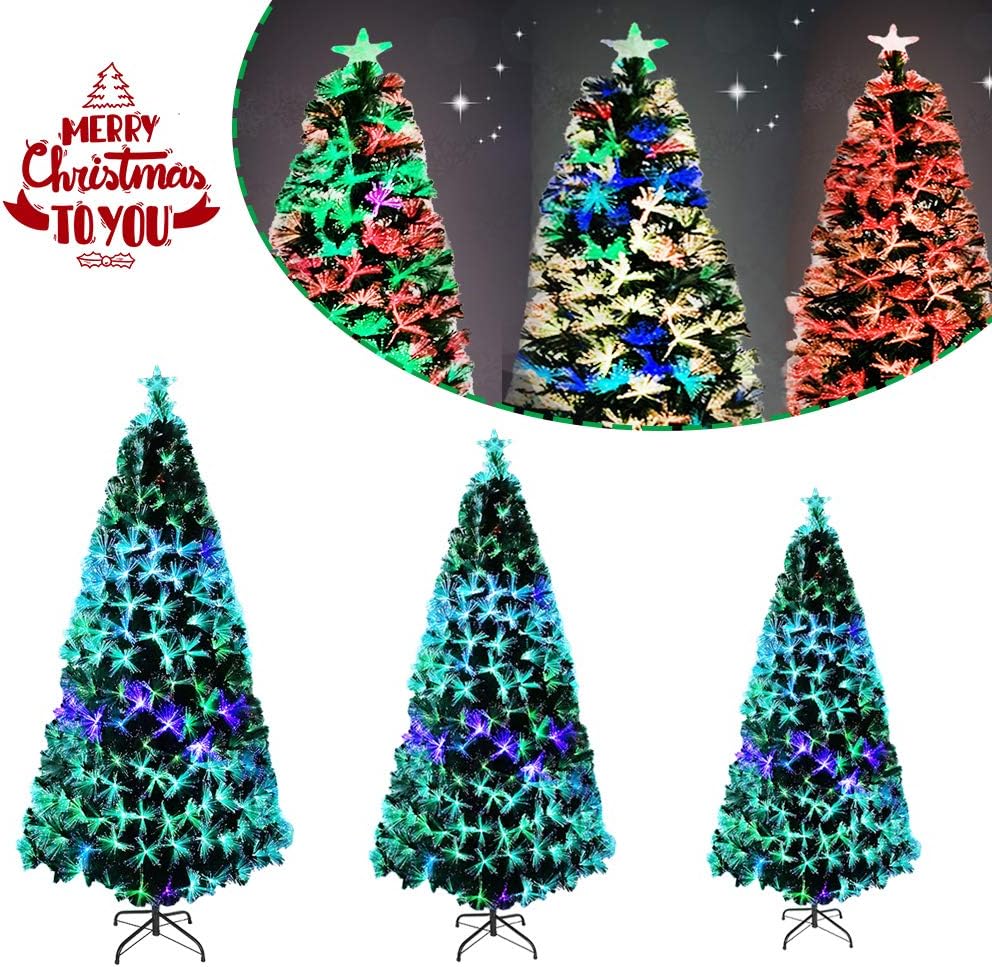 Künstlicher Weihnachtsbaum mit 260 LEDs, 210cm, Led Glasfaser Weihnachtsbaum