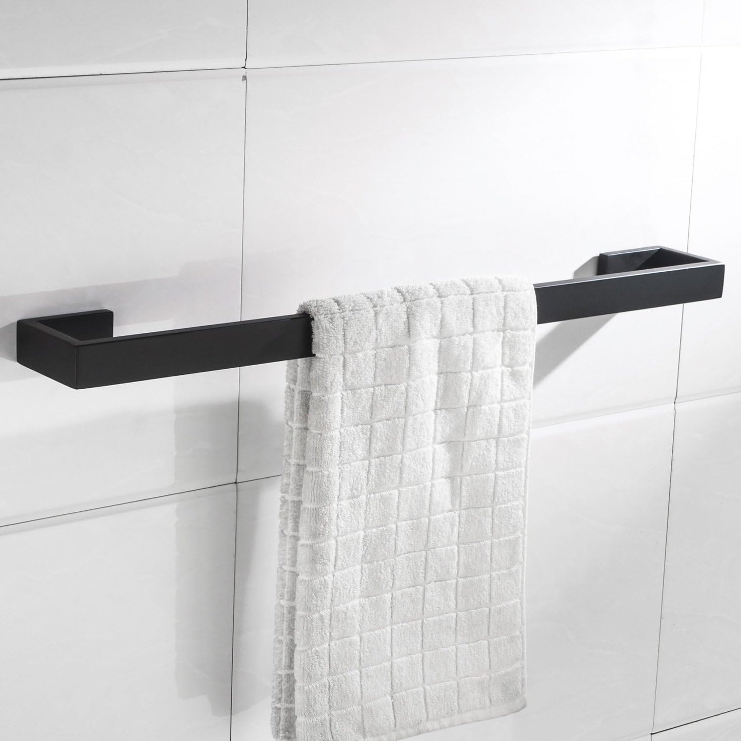 Handtuchstange Schwarz Edelstahl Wandmontage 60 cm, Mattschwarz
