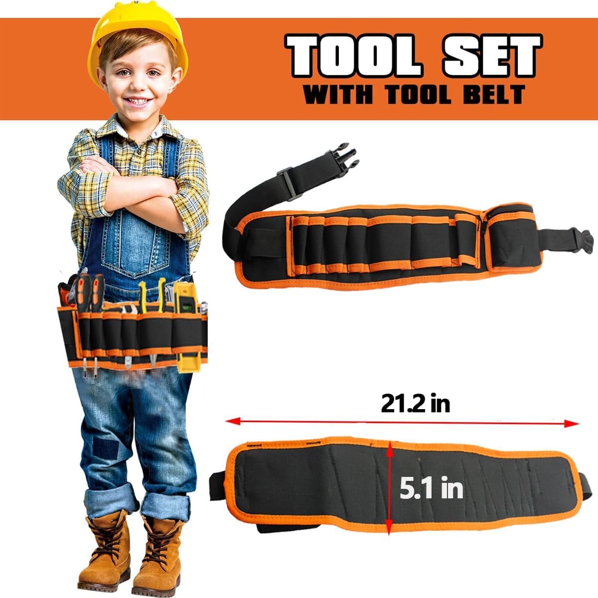 Kinder-Werkzeugset mit Werkzeuggürtel, 22pcs