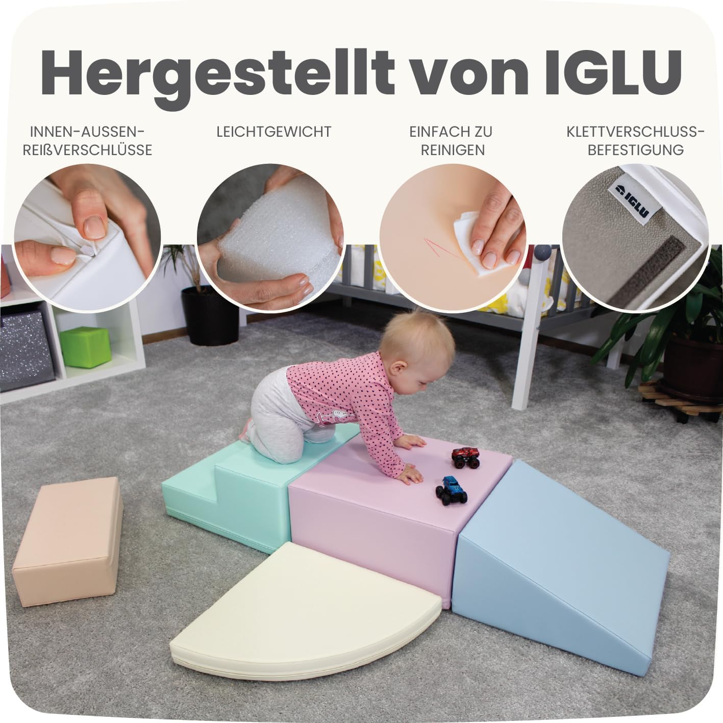 Softbausteine Corner Climber Set für Kleinkinder, Helles Pastell