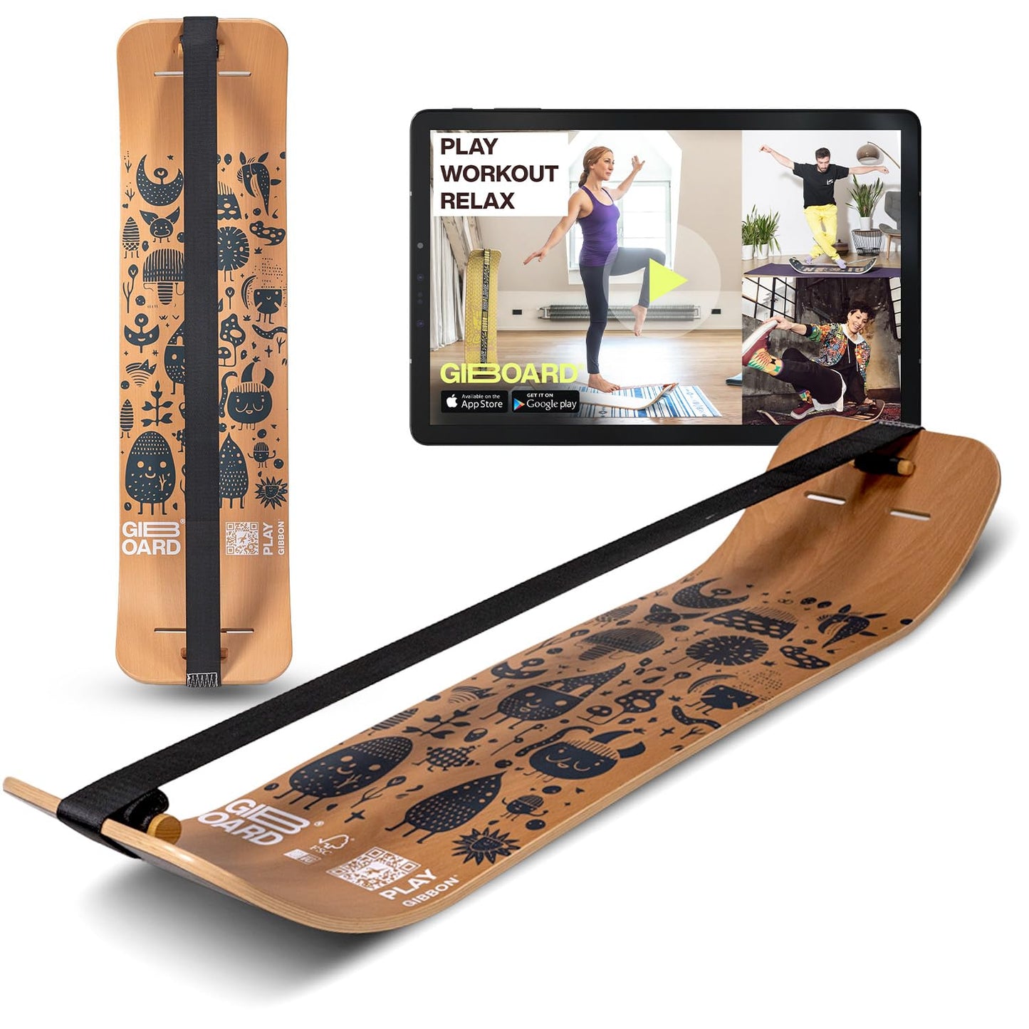 Gyboard Balance Board mit App-Unterstützung, Schwarz / Weiss
