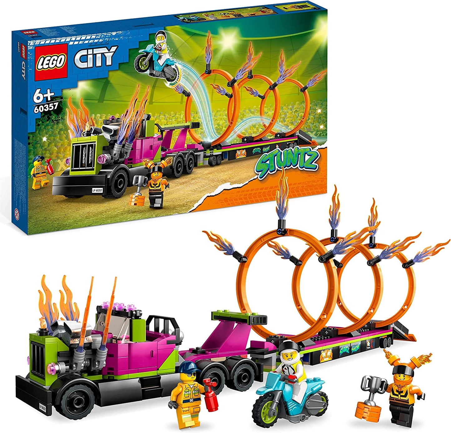 60357 City Stunttruck mit Feuerreifen-Challenge, Konstruktionsspielzeug, Single