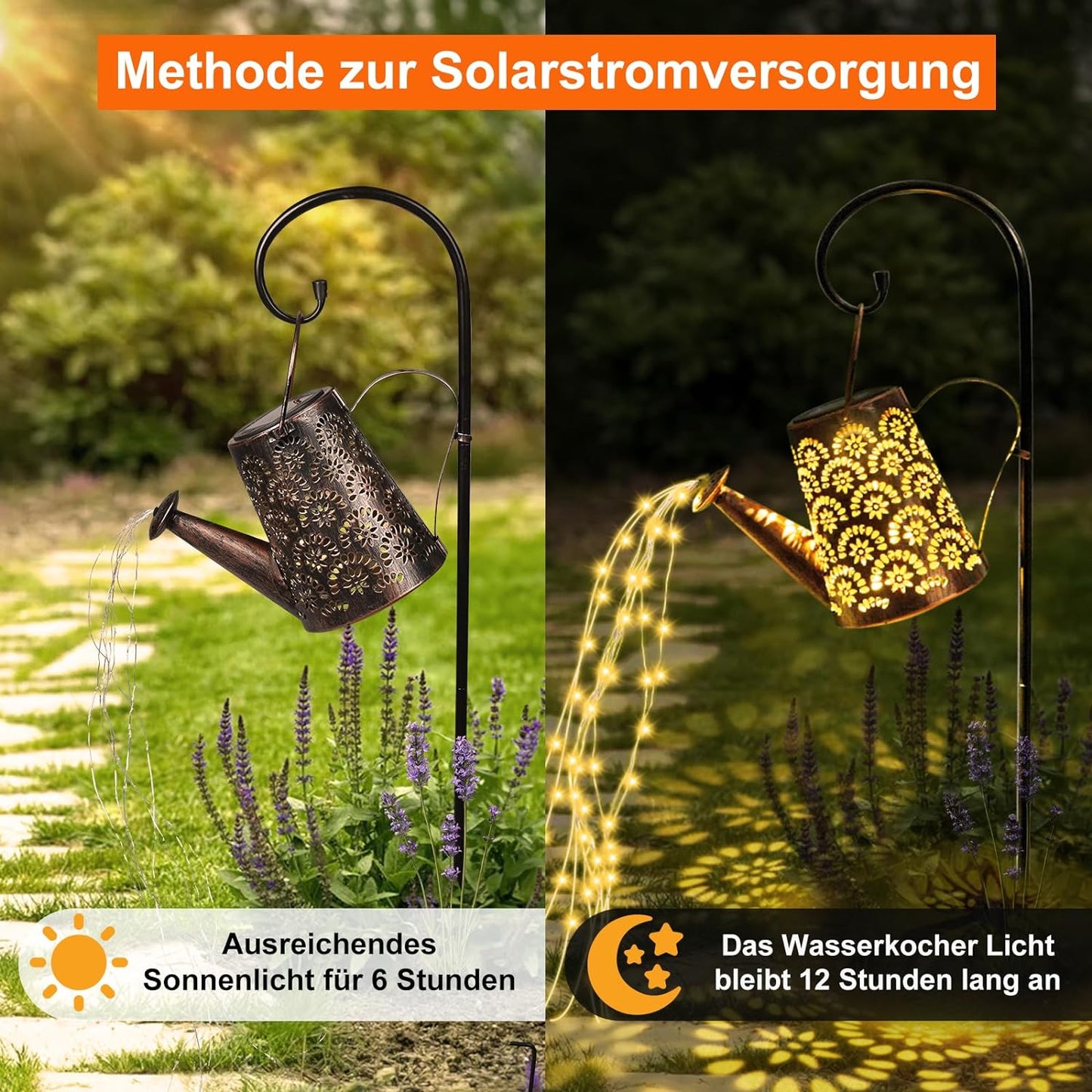 Giesskanne mit Solarbeleuchtung