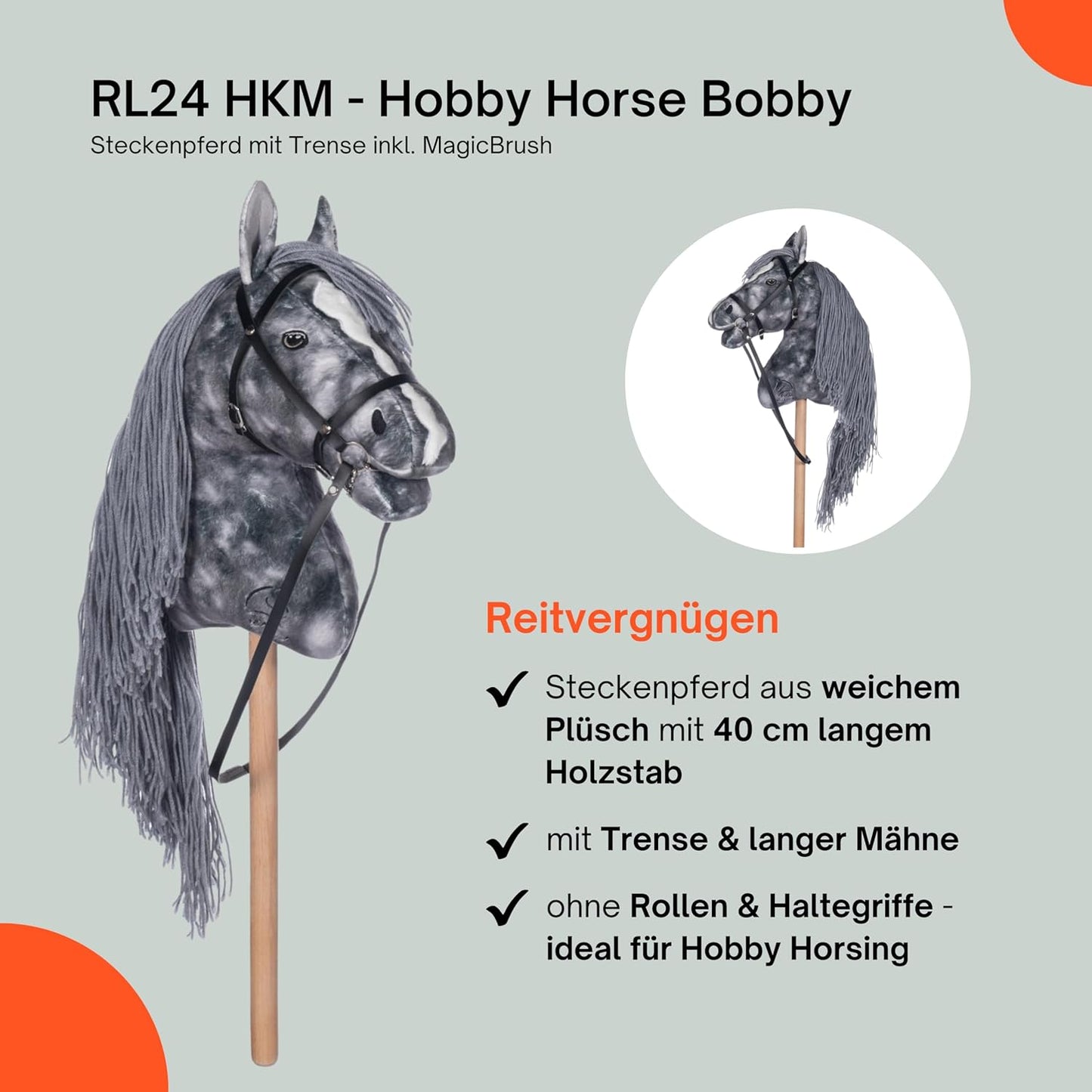 Hobby Horse Clara mit MagicBrush & Trense, Clara (Grau)