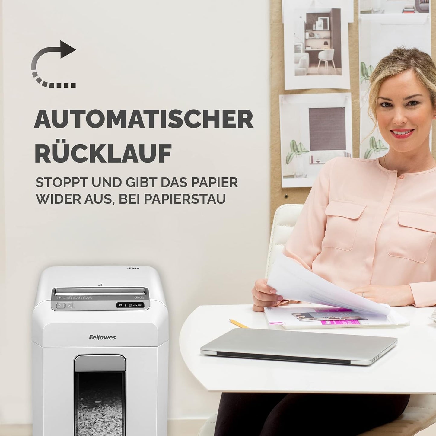 Aktenvernichter 12Ms, Single 12MS – 12 Blatt – Mini Cut – 23 Liter Papierkorb, 23-Liter-Auffangbehälter, Weiss