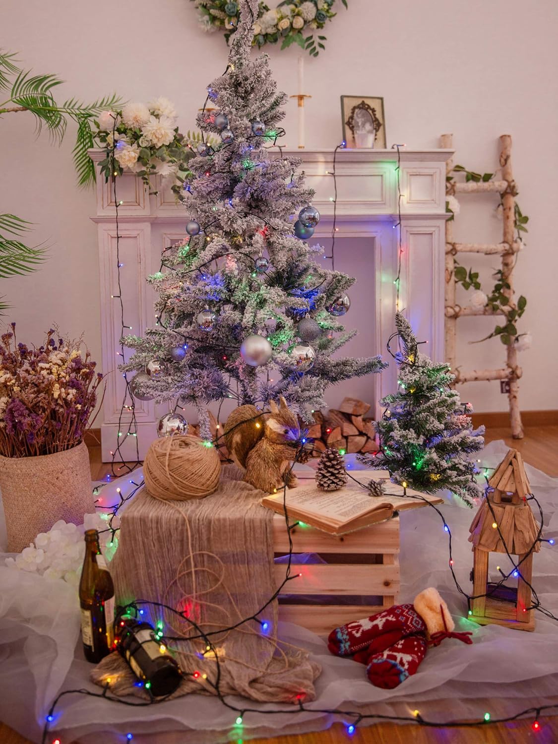 LED-Lichterkette mit Timer, Bunt 200 LEDs