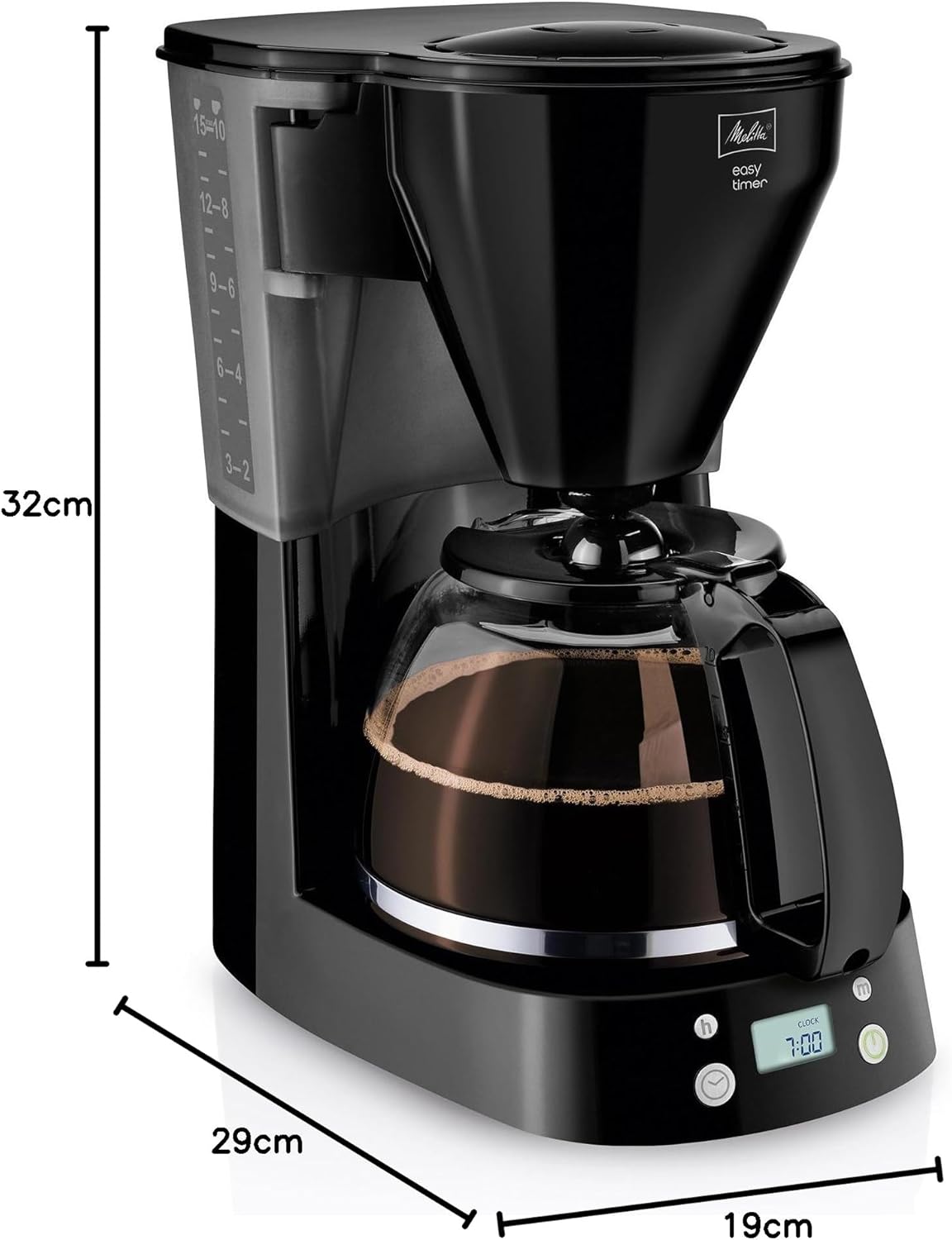 Easy Timer Filterkaffeemaschine mit Glaskanne, Timer-schwarz