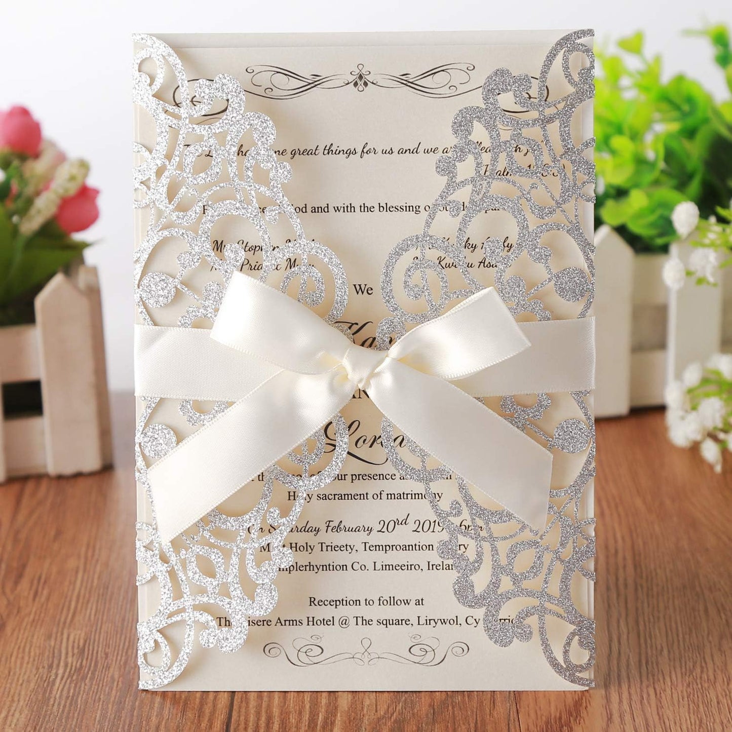 20 Stk. Hochzeit Einladungskarten - blanko, Silber Glitzer 20 Stück Leeres Papier