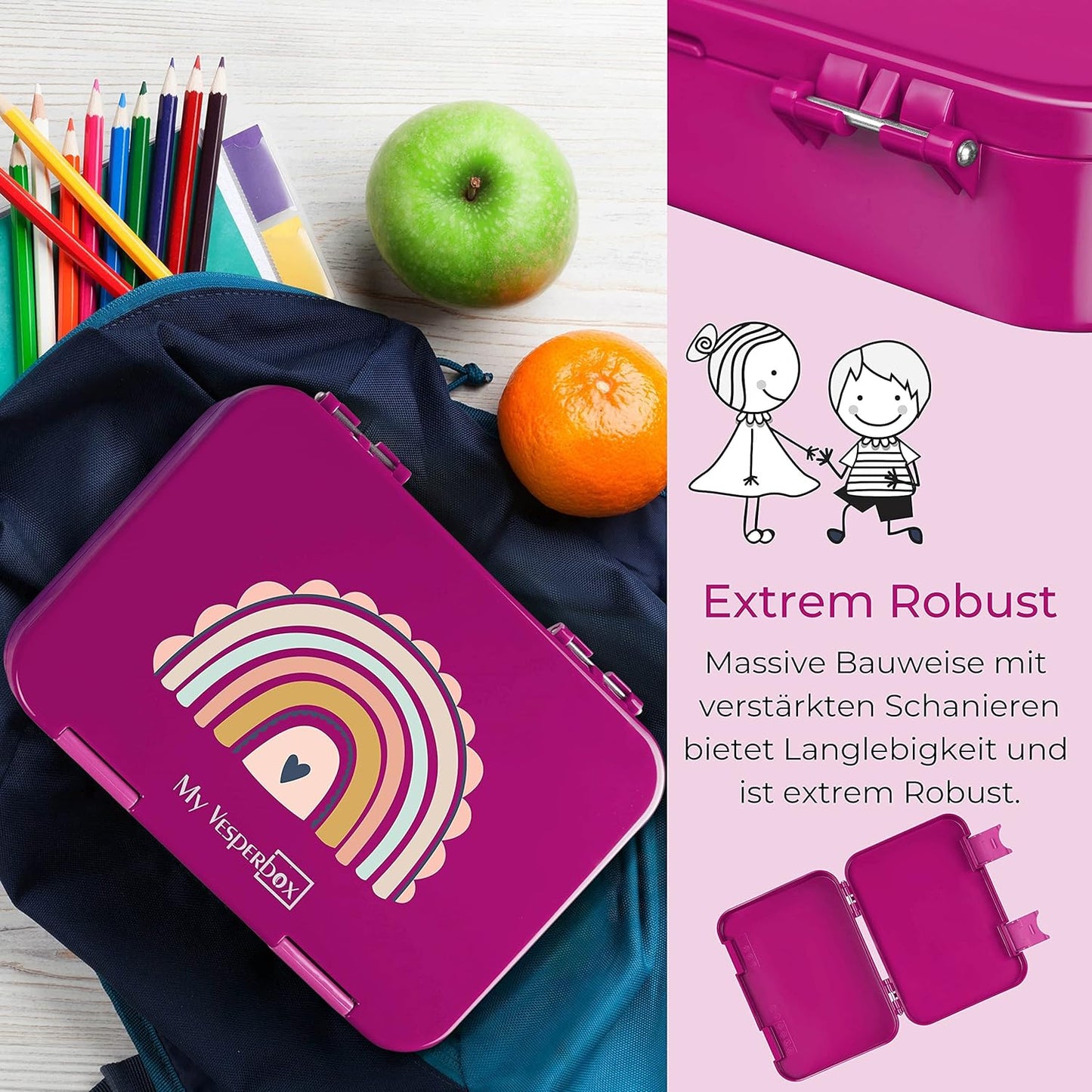 Bento Lunchbox, Lila - Regenbogen