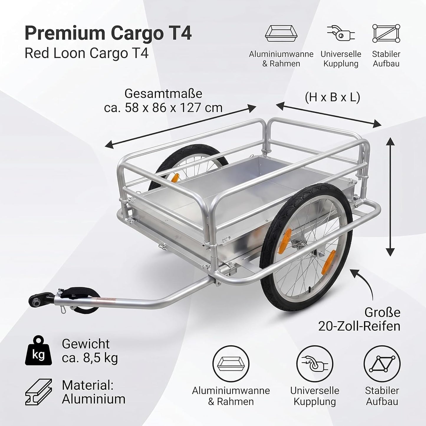 Klappbarer Fahrrad-Lastenanhänger, Premium