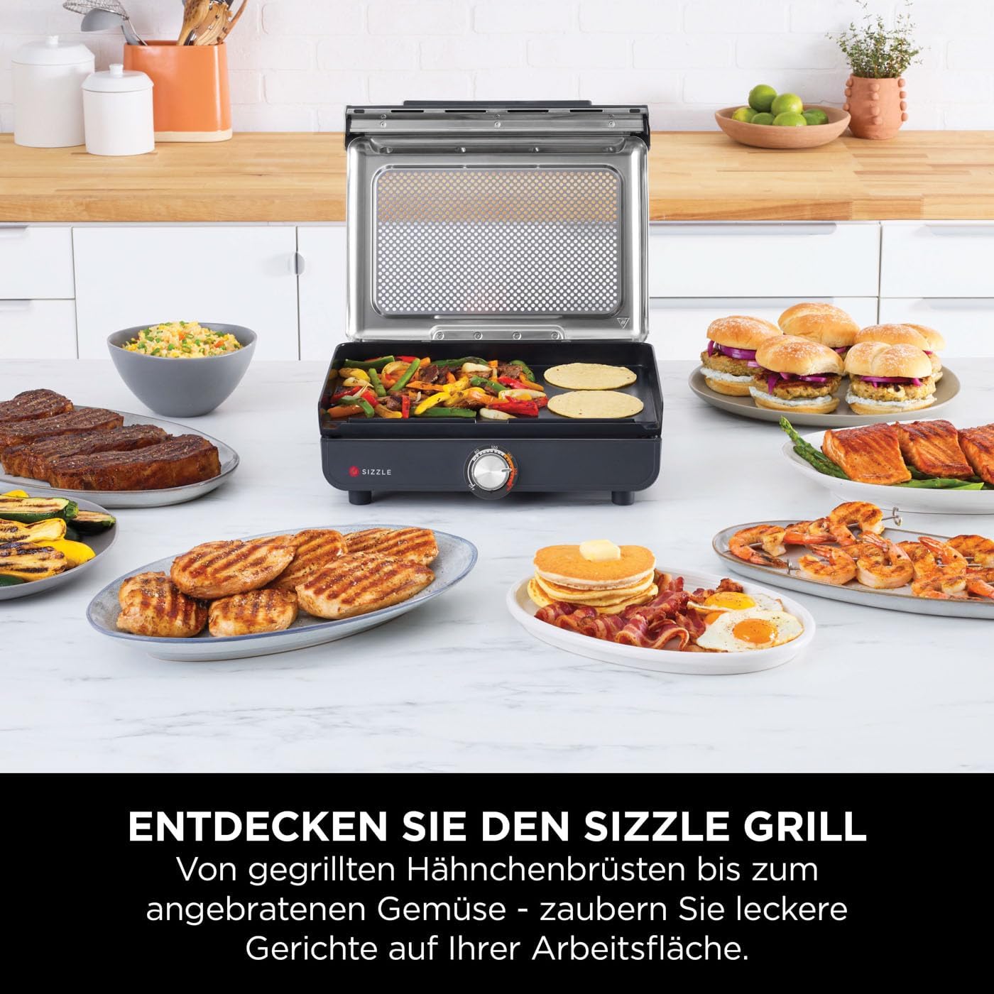 Elektrogrill Indoor & Plancha mit Antihaftplatte, Grillplatte