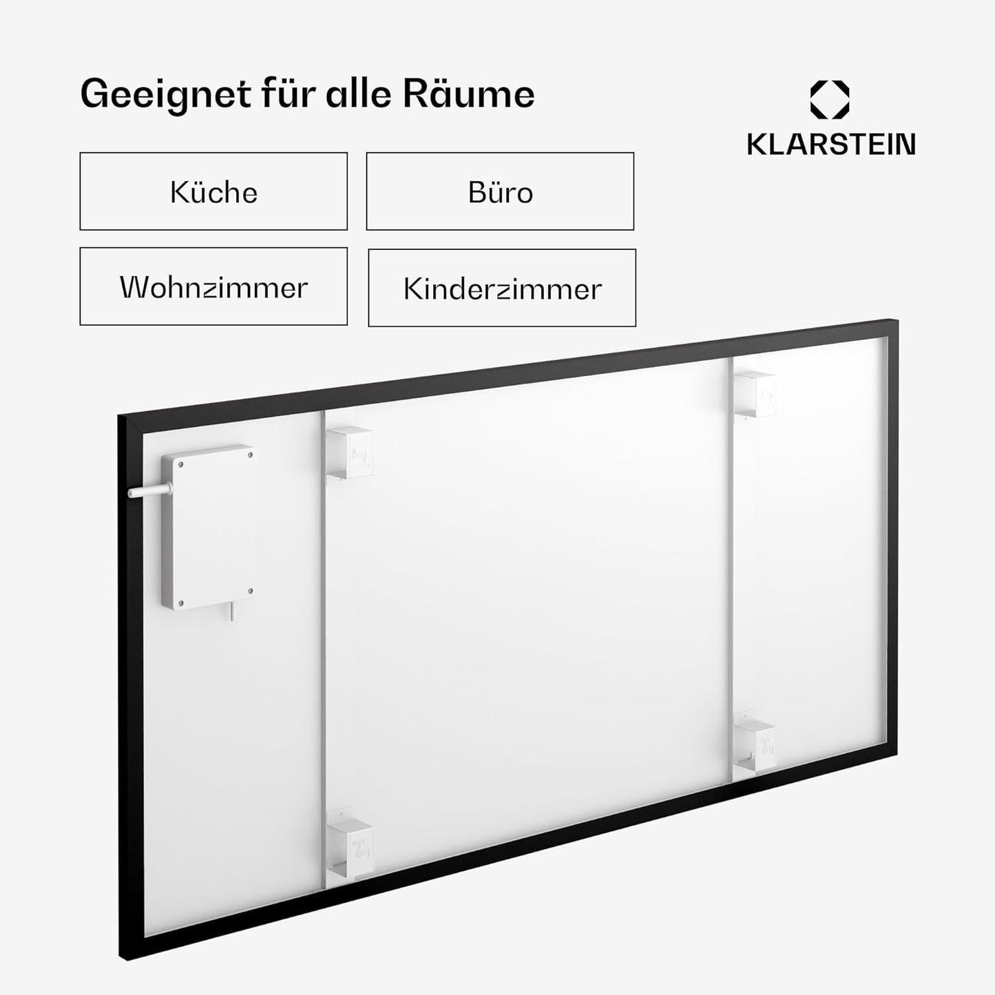 Infrarotheizung mit Thermostat & App-Steuerung, 770 W Weiss / Schwarz Horizontal