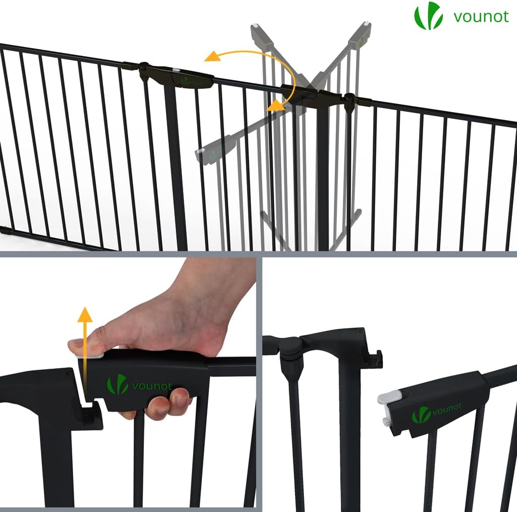 Kaminschutzgitter mit Tür, 6 Elemente, 375 cm, 375cm geschlossen schwarz