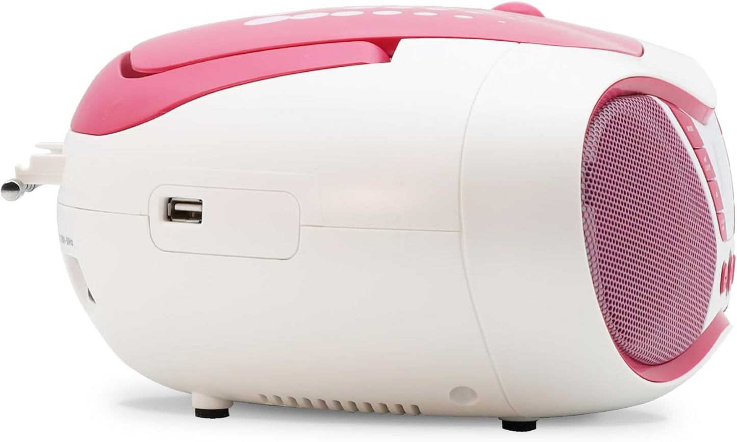 Tragbarer CD-Player für Kinder, Pink & White