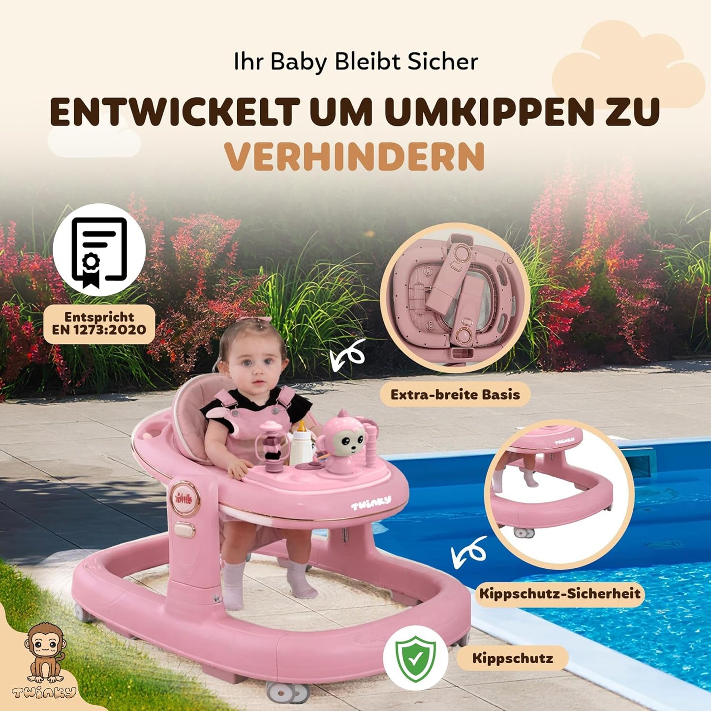 Lauflernwagen mit Spielset, pink and gold