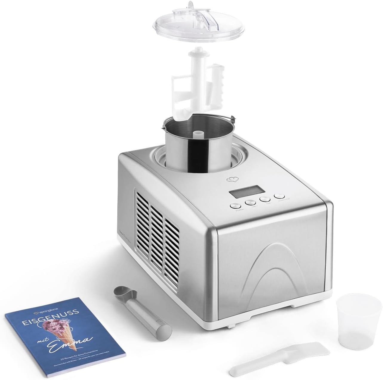 Eismaschine Emma, Silber Emma Silber + 4 Eisbehälter Mini Grau