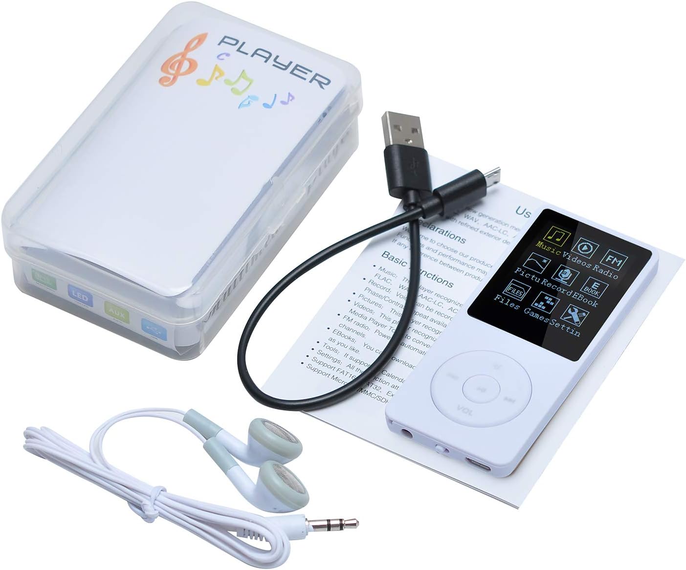 Tragbarer MP3-Player ‎BL-041 mit HiFi-Sound und SD-Support, 8G, Weiss