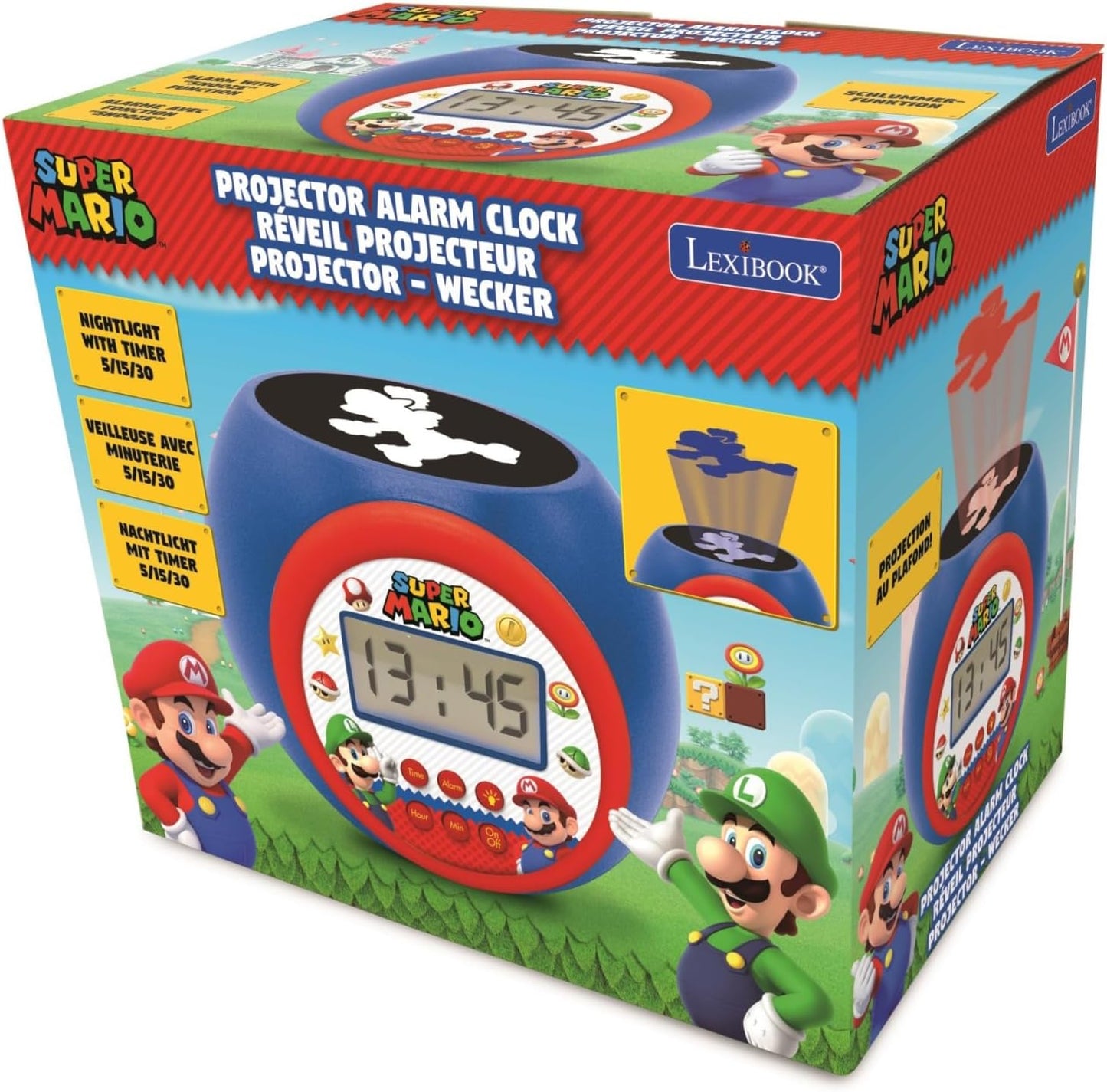 Super Mario Projektorwecker mit Nachtlicht, Super Mario