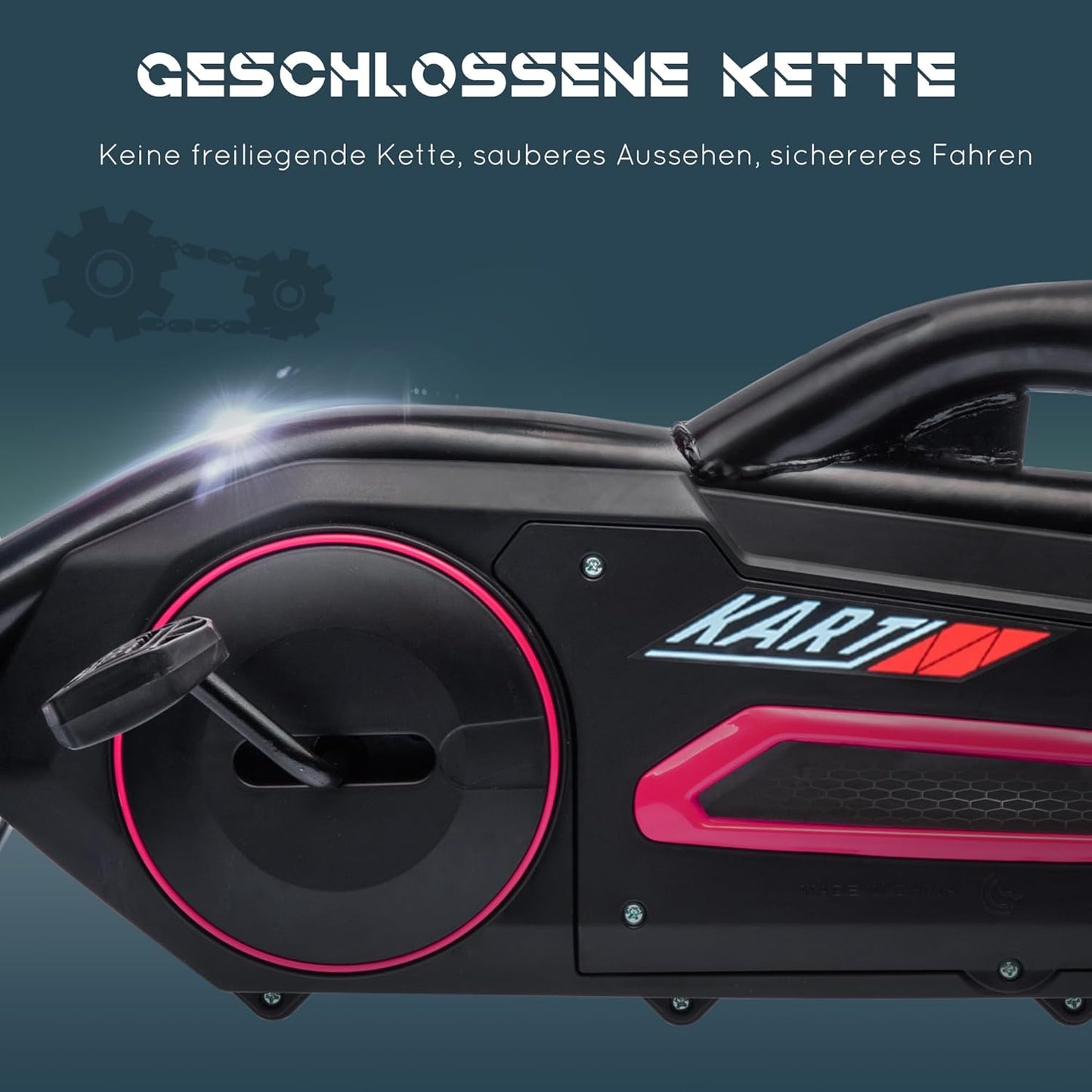 Gokart Tretauto mit verstellbarem Sitz und Handbremse, Rosa