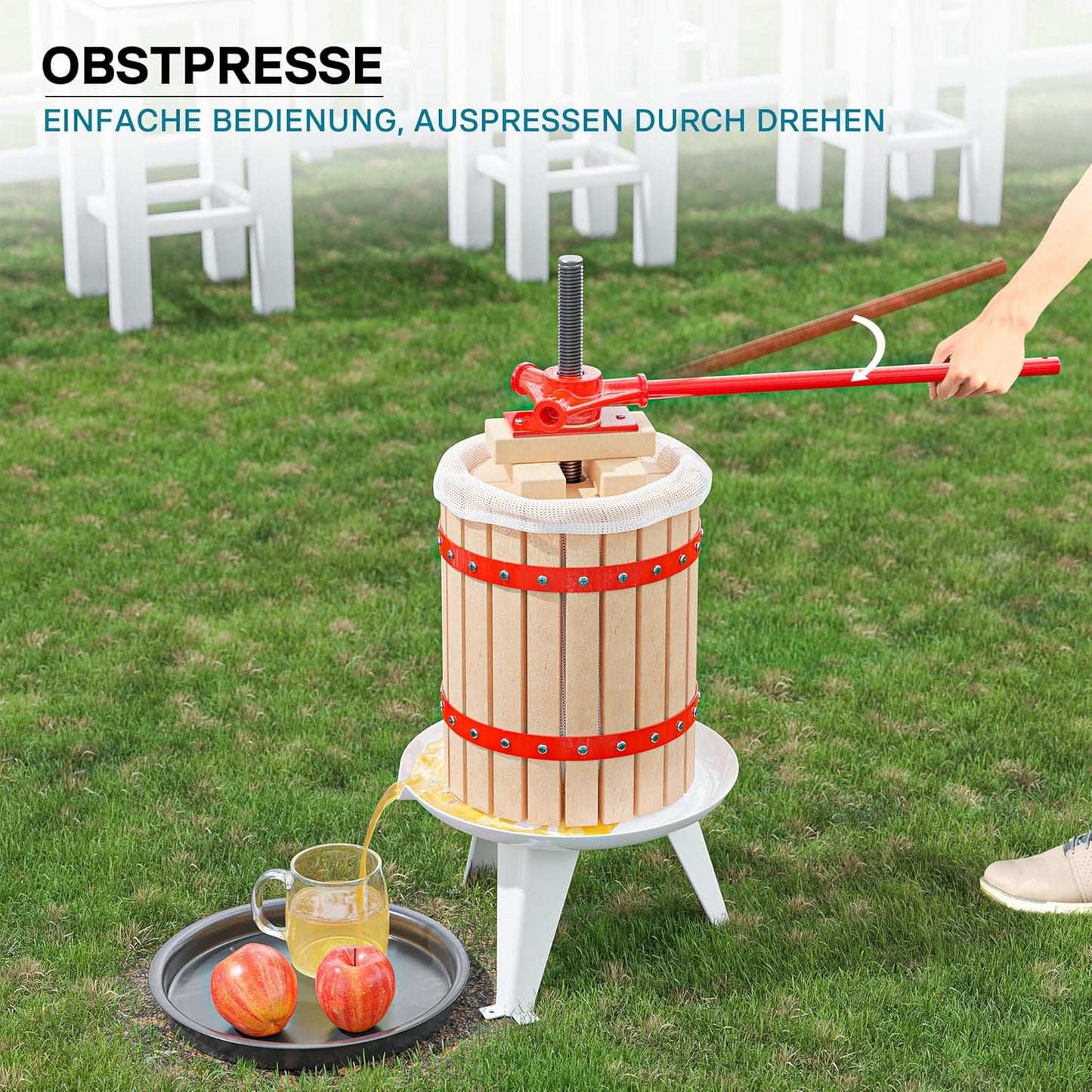 Manuelle Obstpresse, 6 l + 1 Presstuch|Manuell