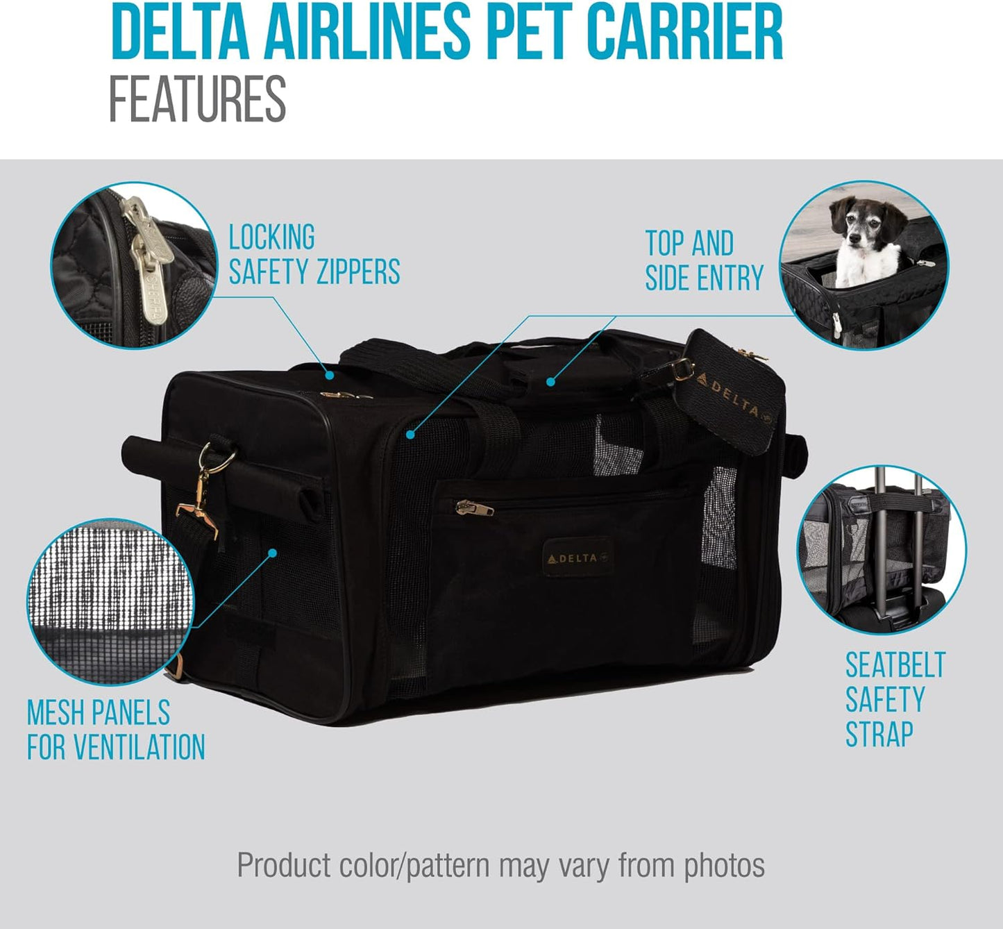 Tragetasche, L 43 x B 28 x H 27 cm, Delta Airlines Transportbox für Haustiere