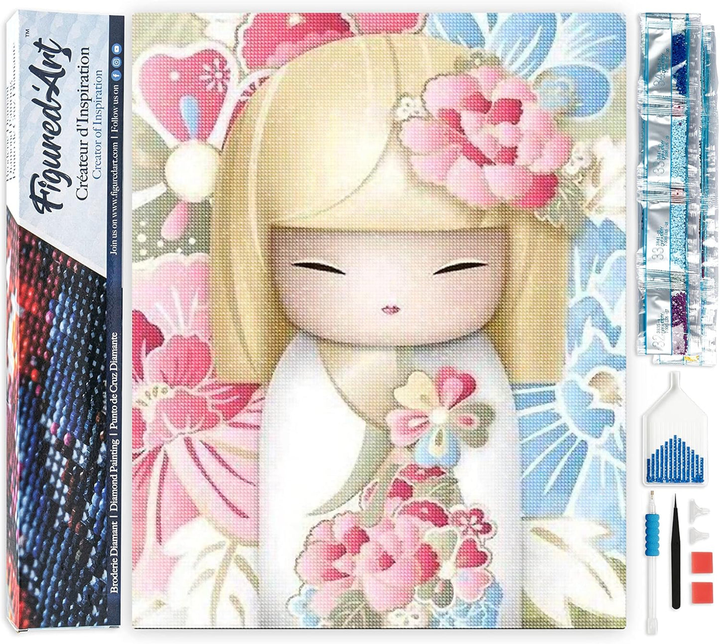 Diamond Painting, 40 x 50 cm, Asiatische Puppe 40x50cm (Ohne Rahmen)