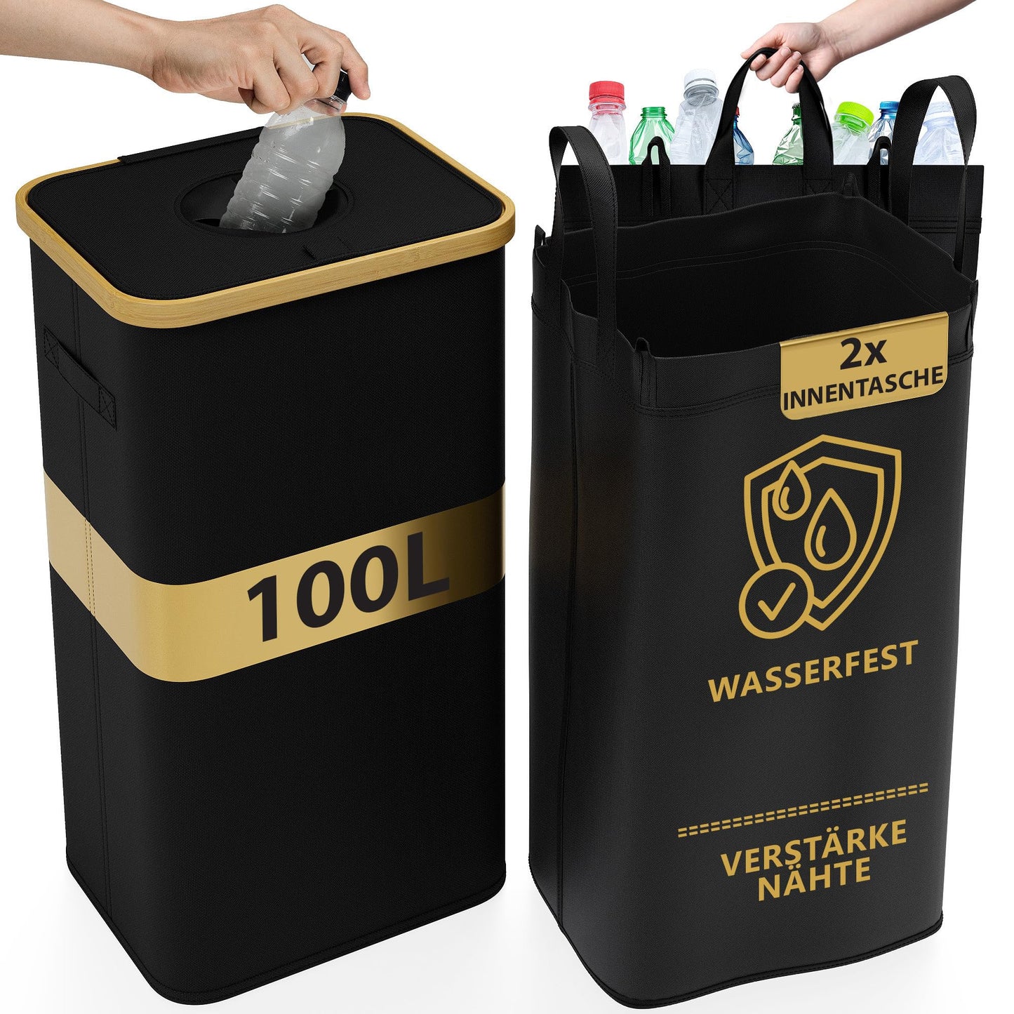 Leergut Sammelbehälter, 100L - Pfandflaschen - Schwarz