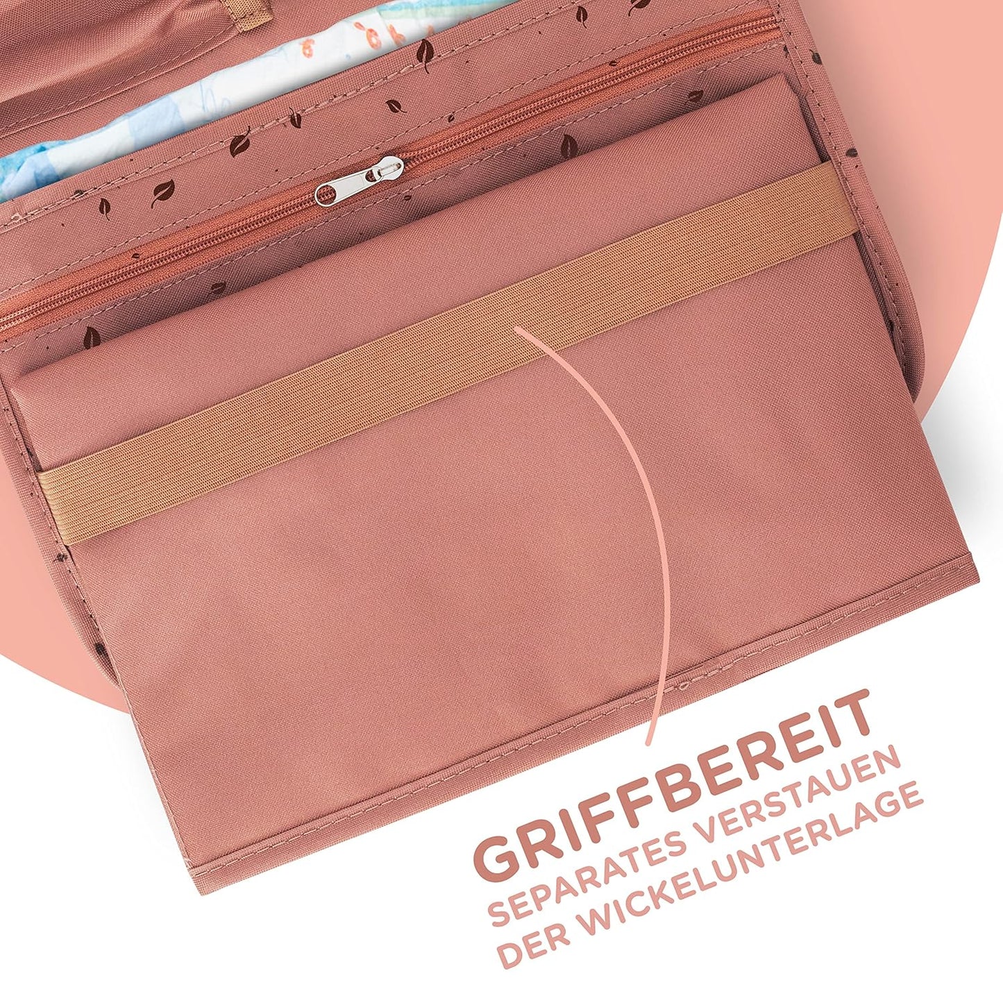 Baby-Windeltasche mit Wickelunterlage für unterwegs, Braun