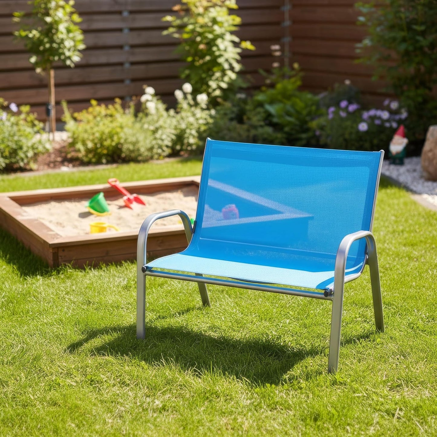 Kinder-Gartenbank für 2 Kinder, Blau /Türkis