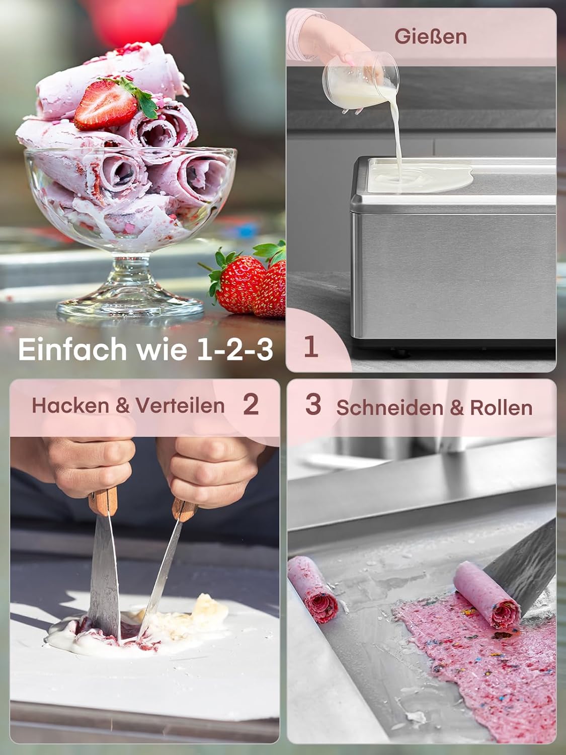 Roll-Eismaschine für selbstgemachte Ice Cream Rolls