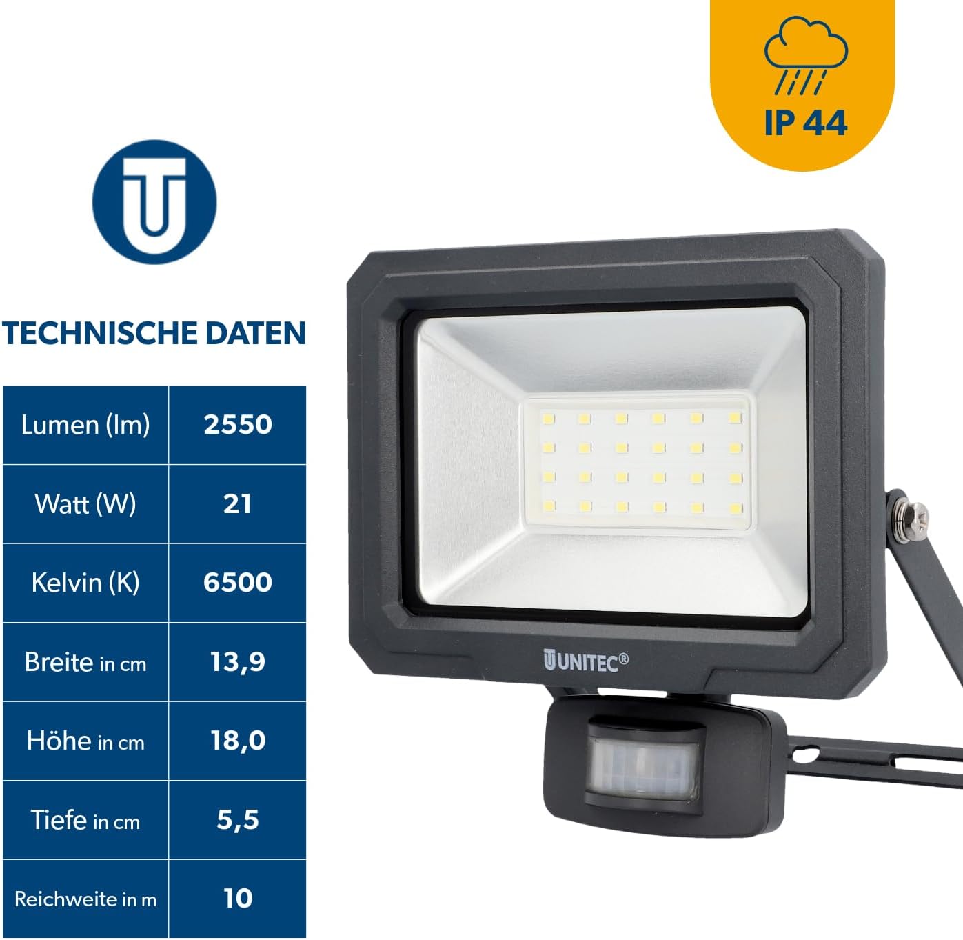 LED-Strahler mit Bewegungsmelder, Anthrazit 30W 2400lm mit Bewegungsmelder