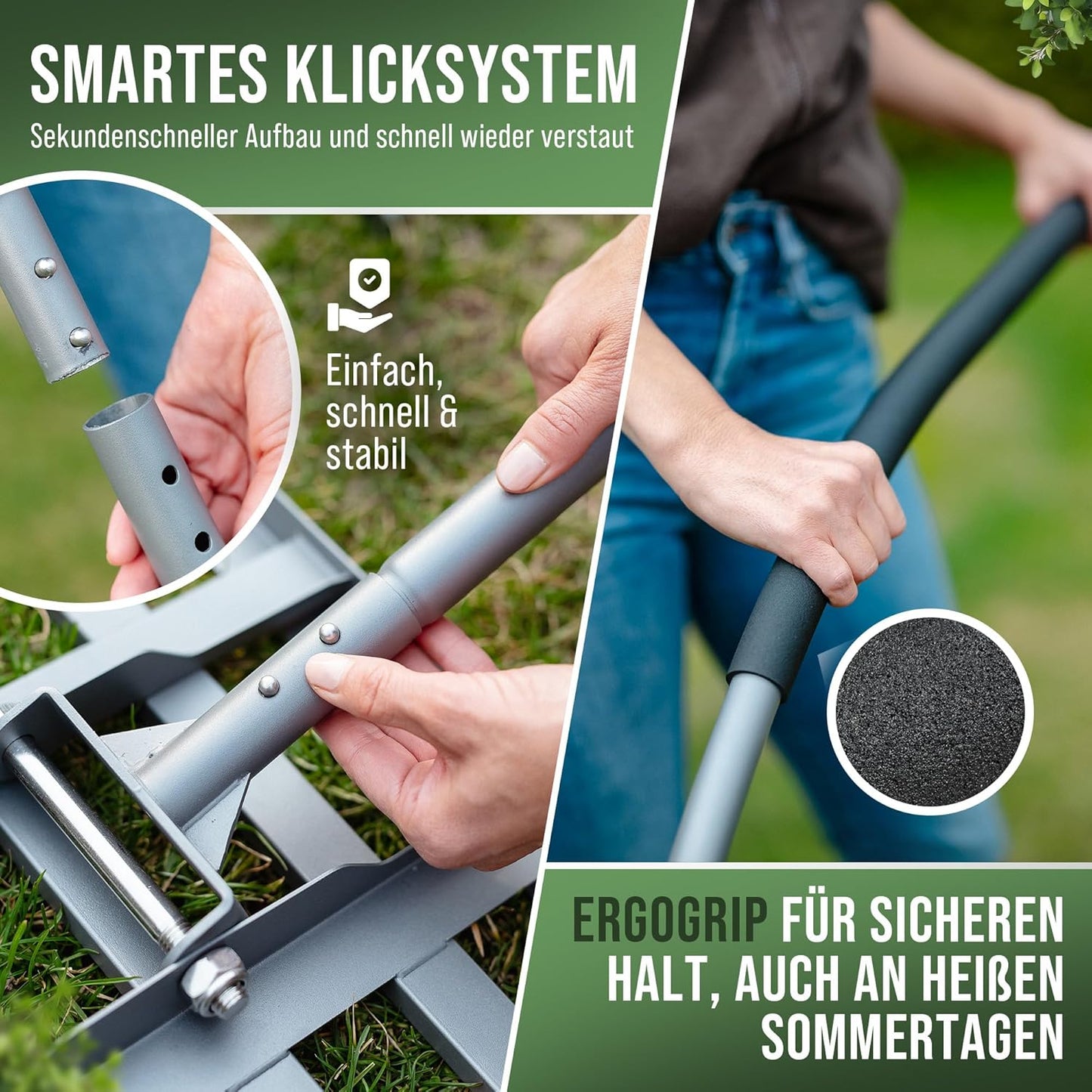 Rasenrakel mit Klicksystem