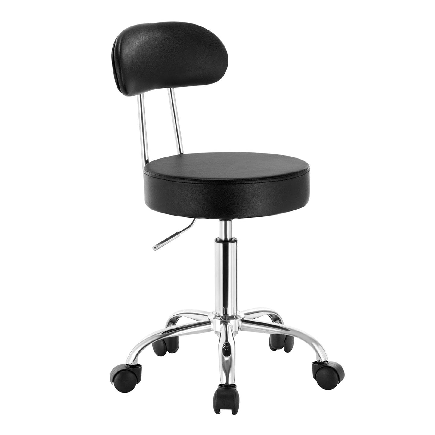 Rollhocker höhenverstellbar mit Rollen & Lehne, Schwarz