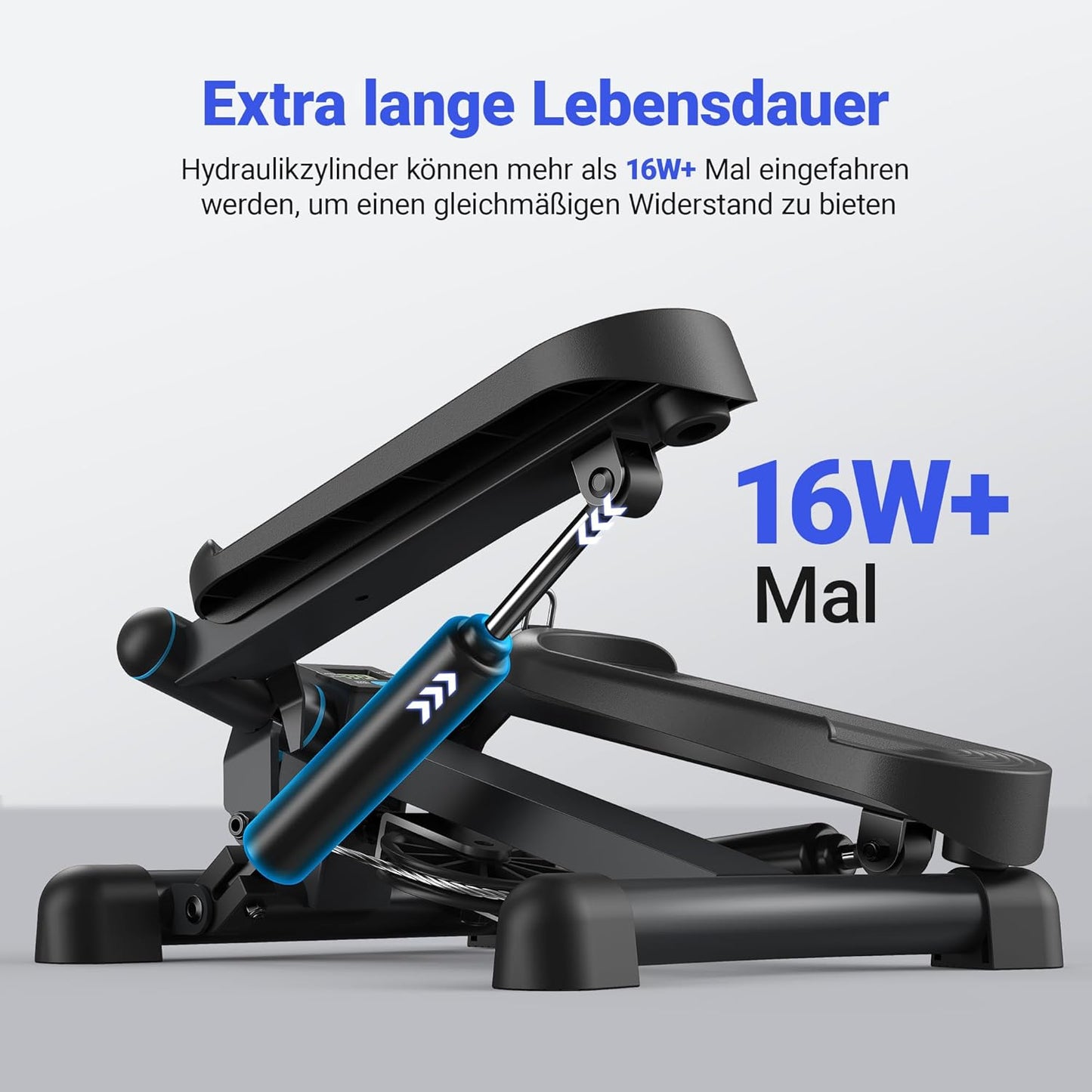 2-in-1 Mini-Stepper mit LCD-Monitor und Power Ropes, blau-schwarz