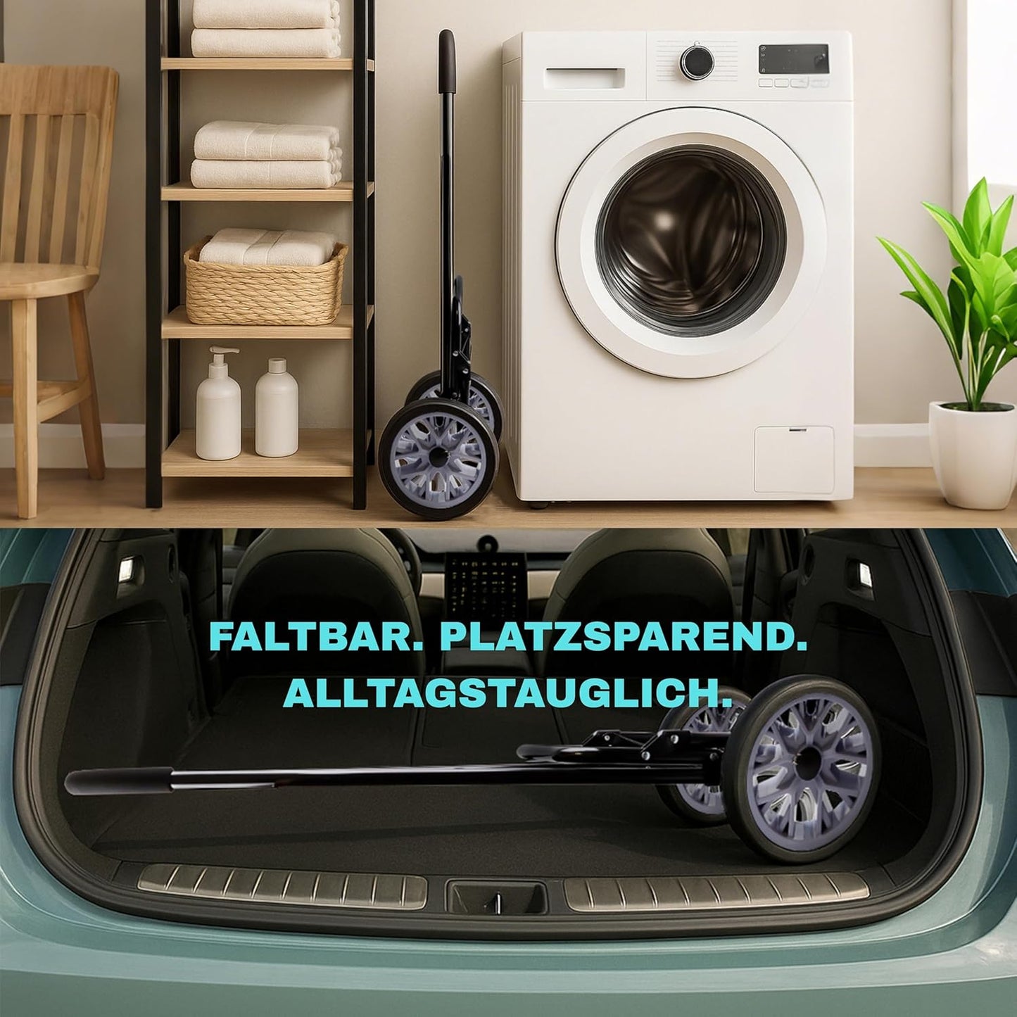 Klappbarer Einkaufstrolley mit Treppensteiger-Funktion, Grün