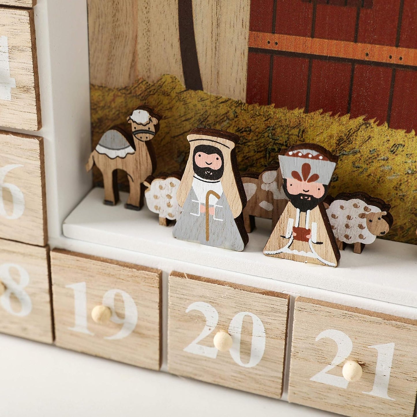 Adventskalender Bibelgeschichte zum Befüllen, Bibelgeschichte Krippe mit Led Beleuchtung