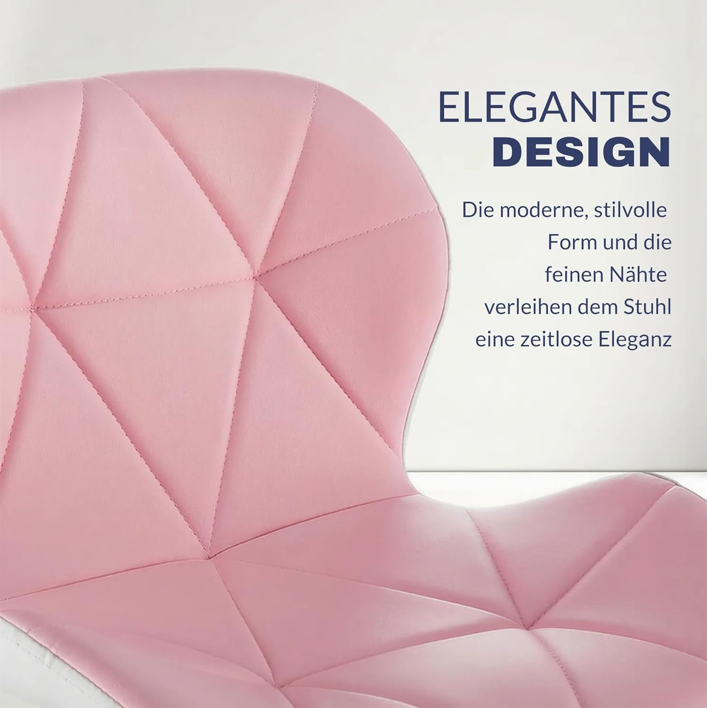 Ergonomischer Drehstuhl ohne Armlehnen, Rosa + Weiss Kunstleder