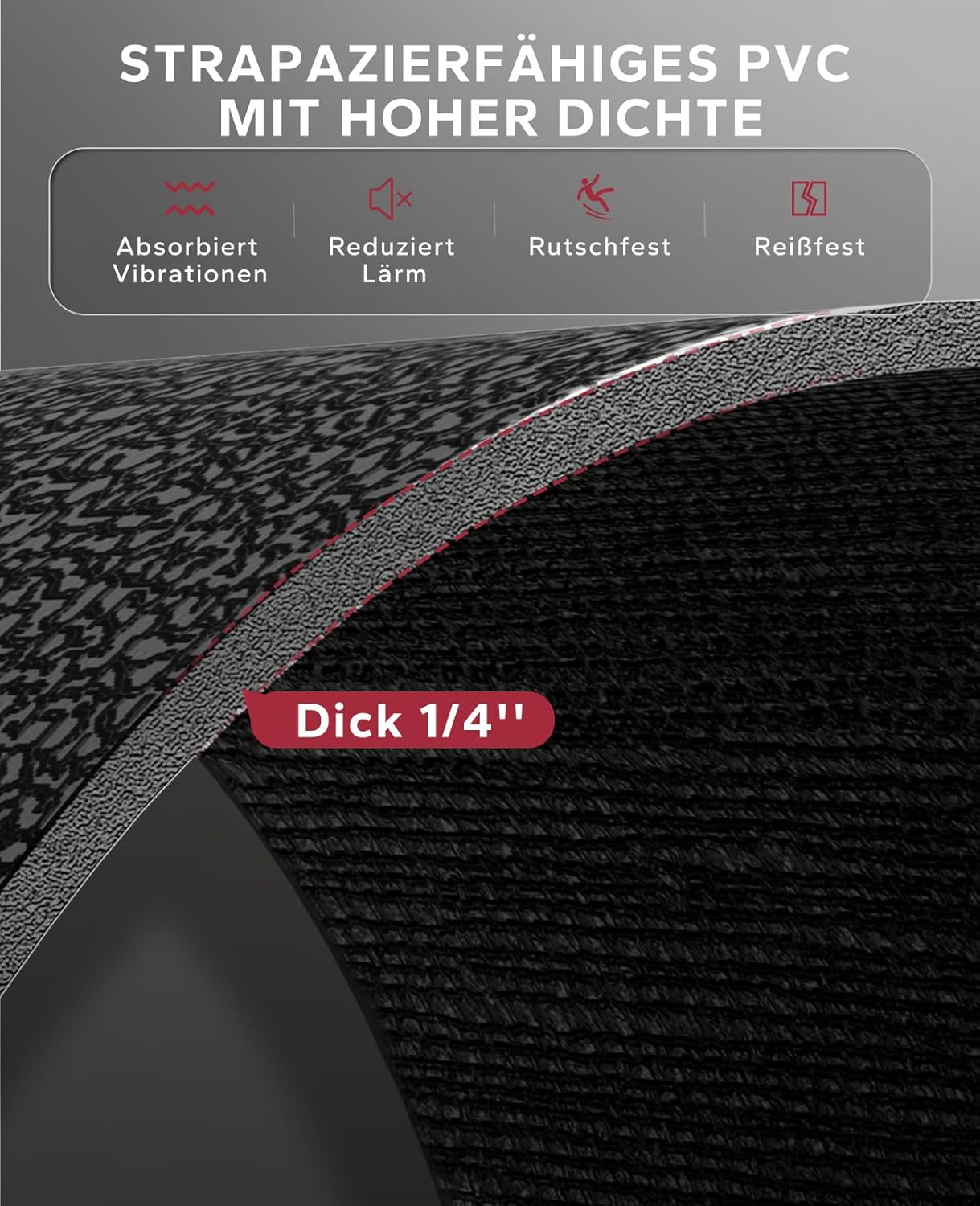 Bodenschutzmatte für Fitnessgeräte, C-Schwarz-213x92cmx6mm