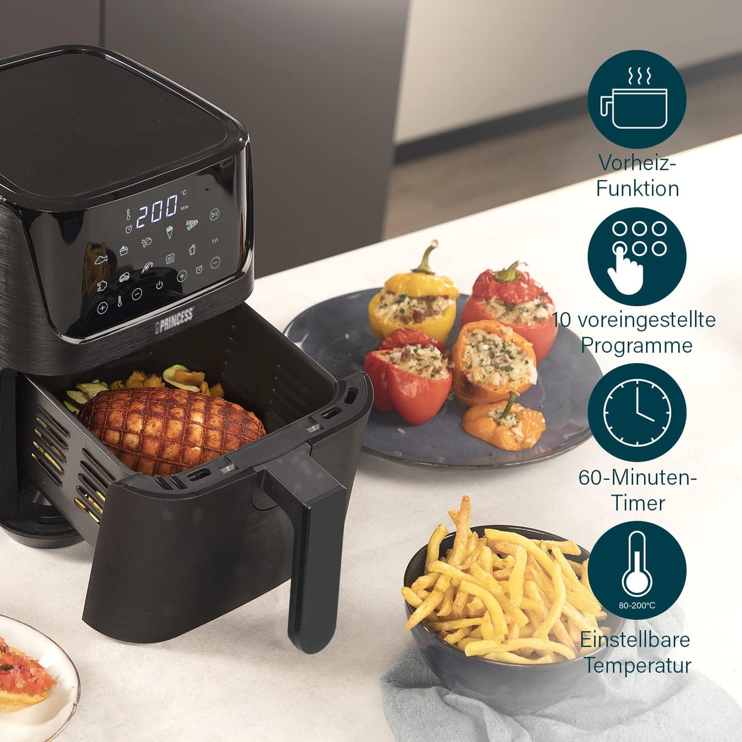Airfryer 182031, 3.5L, Schwarz, Heissluftfritteuse mit Rezeptheft