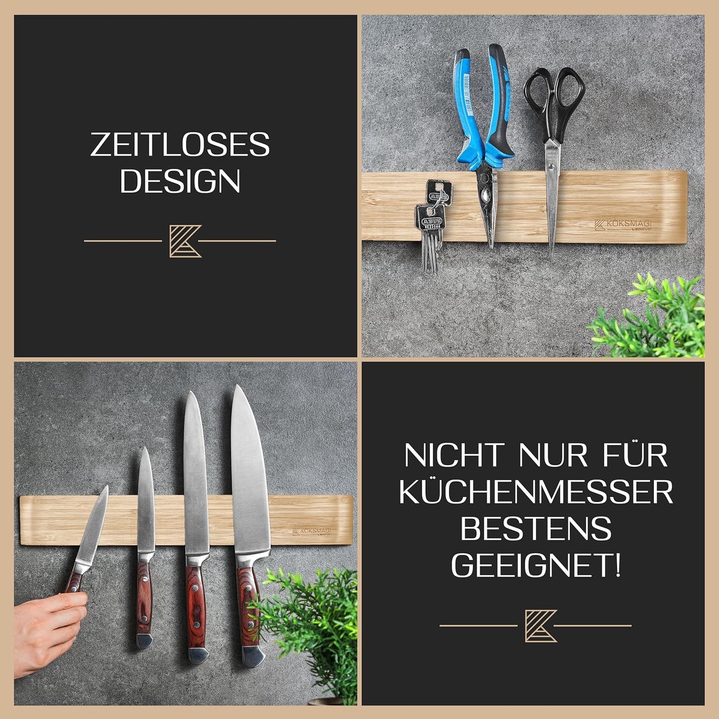 Magnetleiste, 50 cm Bambus
