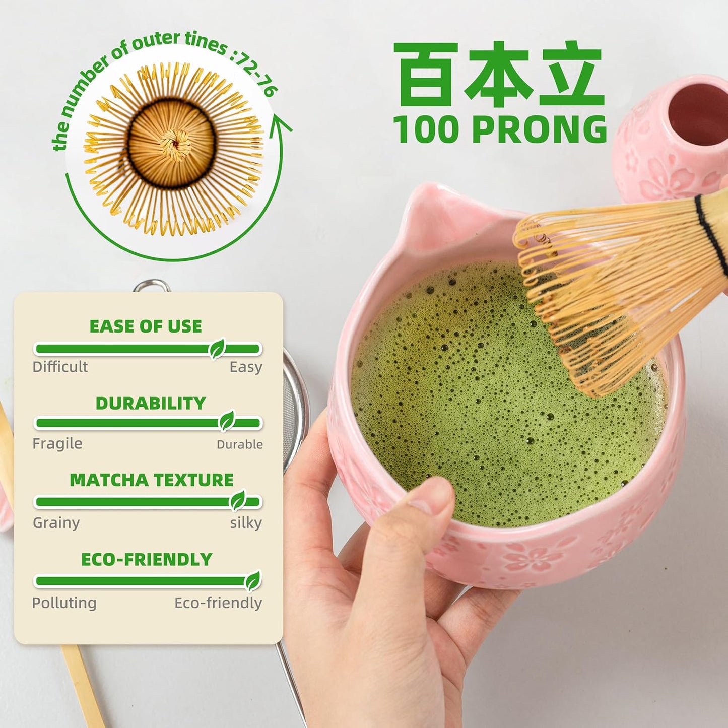 7-teiliges Matcha-Set, 7 Stück/Set, Schüssel mit Ausguss Rosa