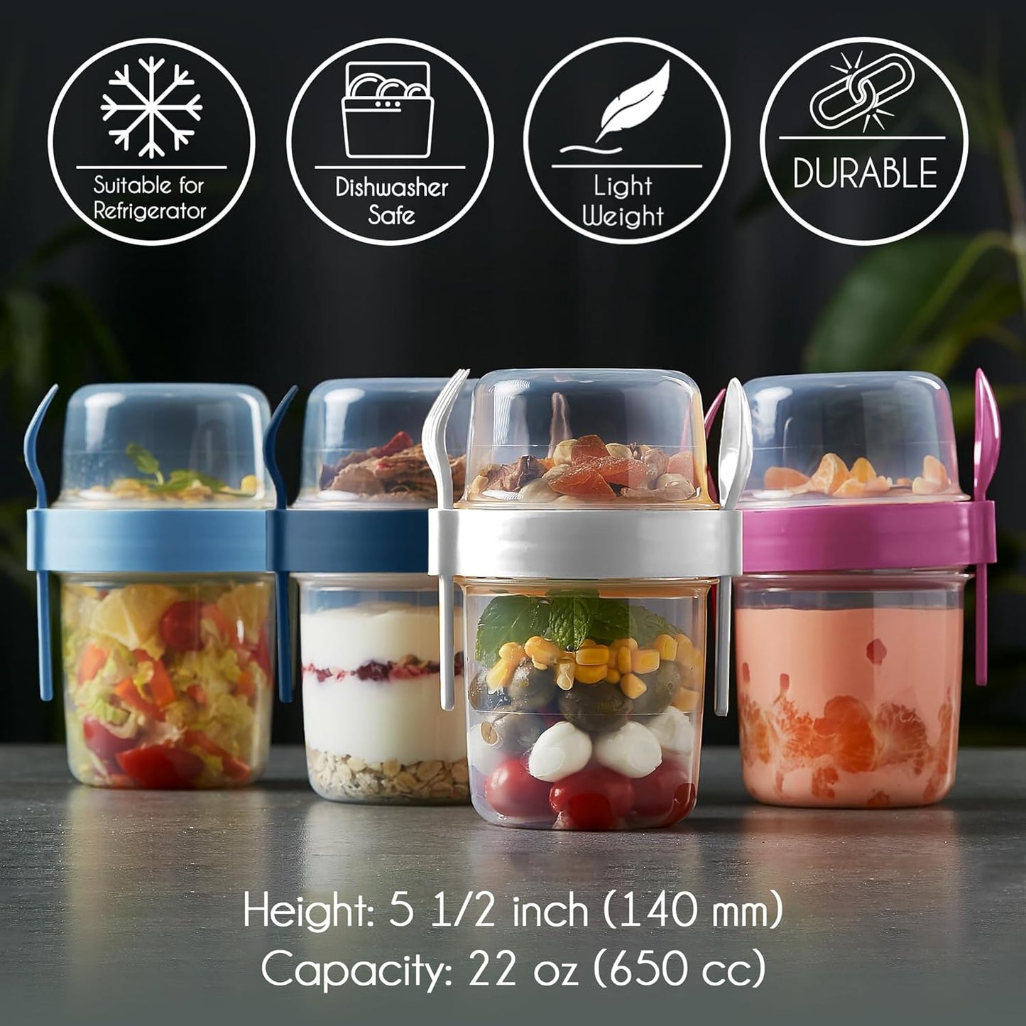 4 x Müslibecher To Go, Colorful Set Of 4-2