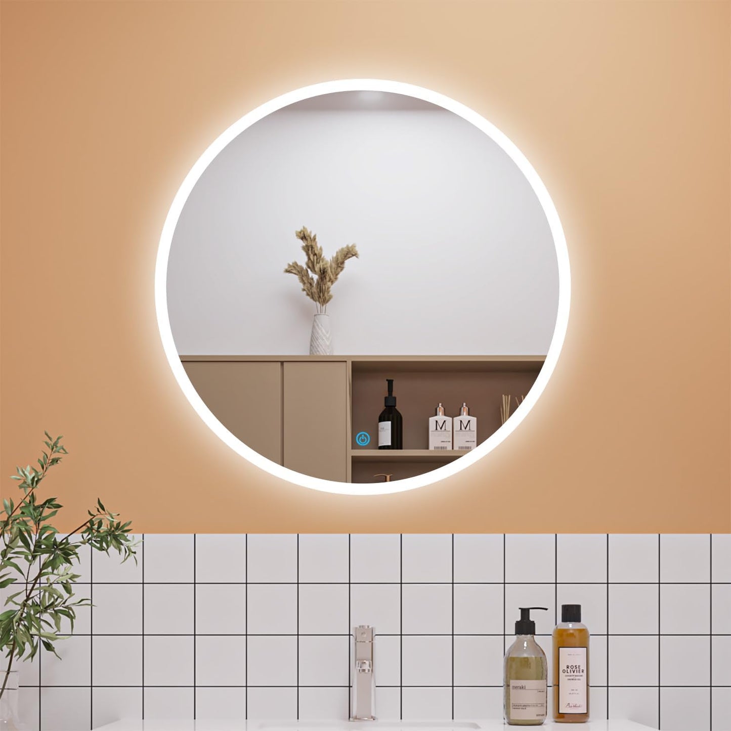 Runder LED-Badspiegel mit Touch und Anti-Beschlag, 80 cm, Rund 80cm Touch+Beschlagfrei Rund