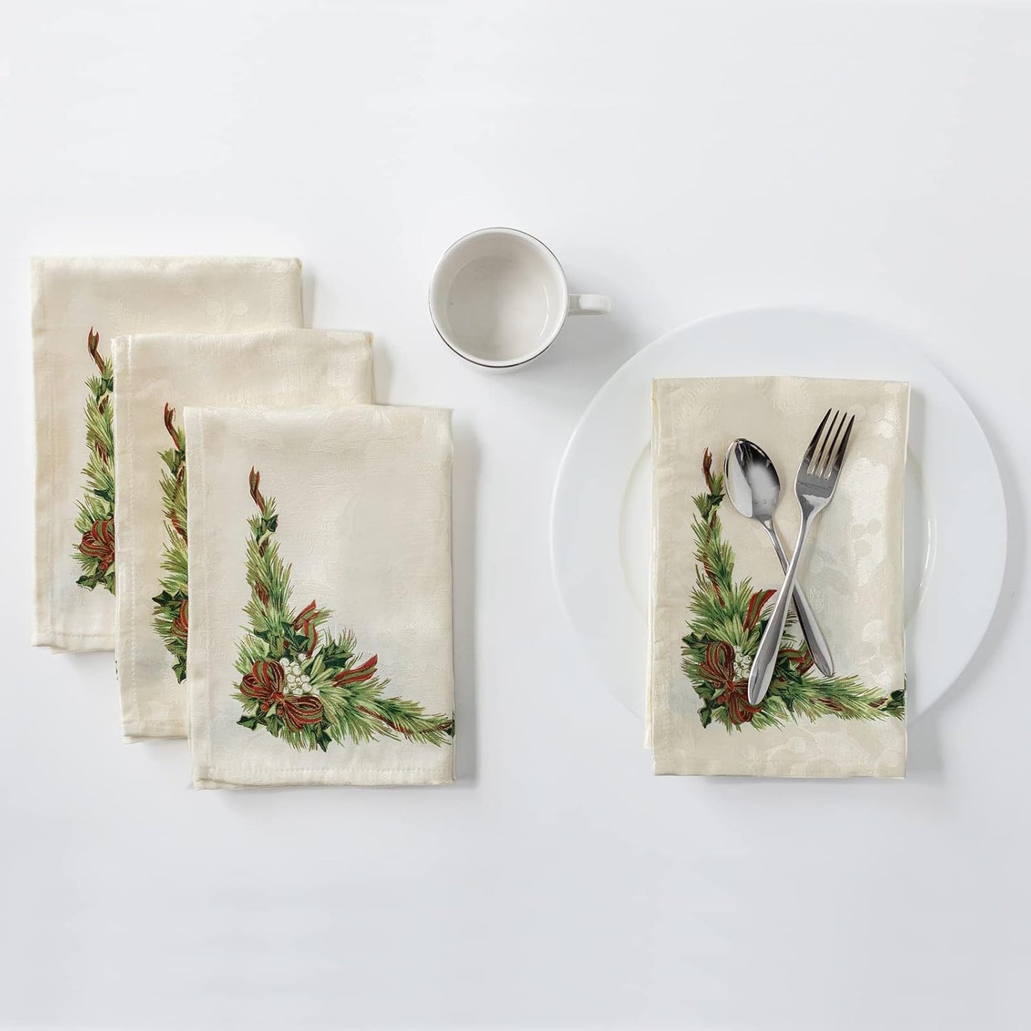 4er-Set Weihnachtsservietten, 19" x 19" (Square, Set of 4) Grün, Gold