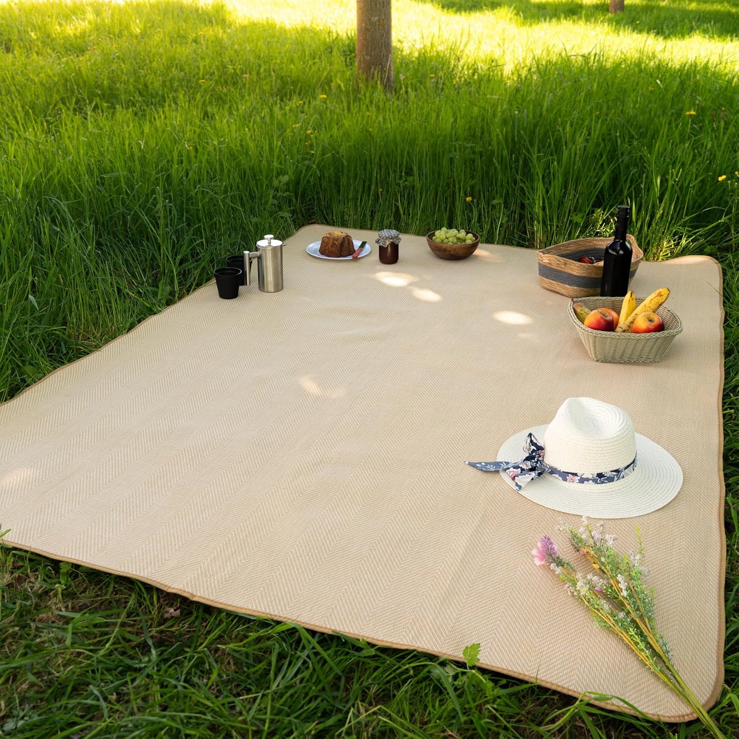 Wasserdichte Picknickdecke, 300 x 200 cm (Rechteckig) Beige