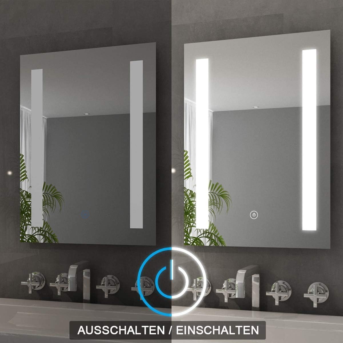 Badspiegel Guzzi mit LED-Beleuchtung und Anti-Fog-Funktion, 70L x 50B cm