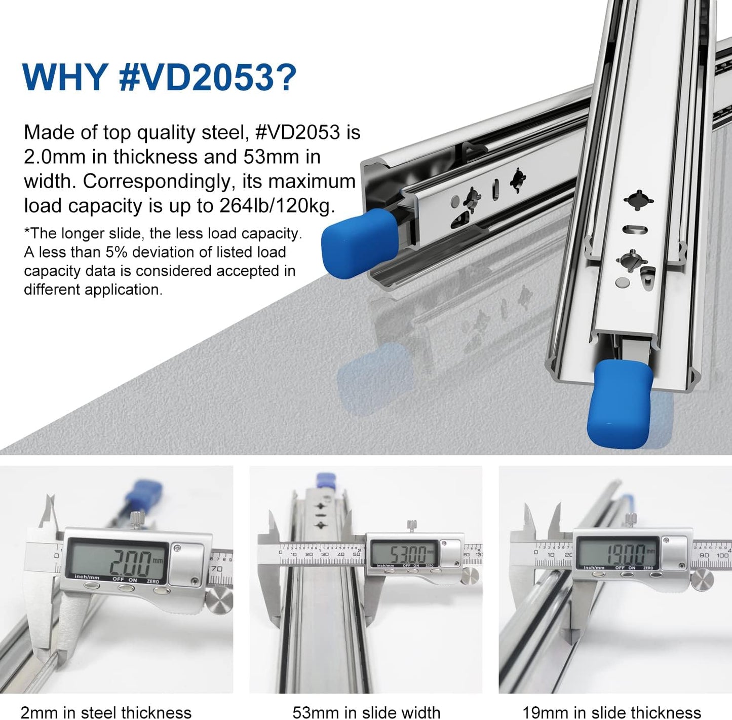 Schubladenschienen #VD2053, 600mm, #Vd2053 (53 Mm Breite)