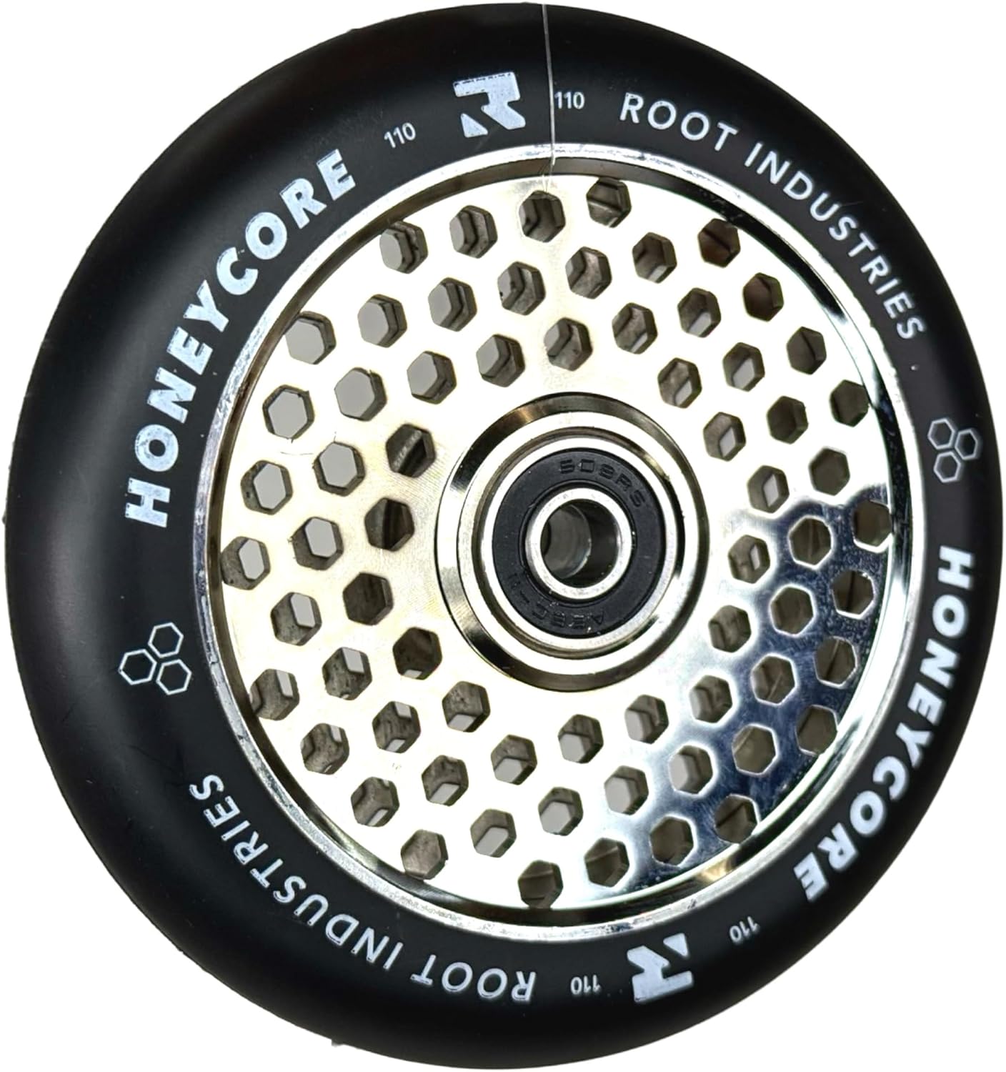 Honeycore Stunt-Scooter Rolle, Chrome / Pu Schwarz