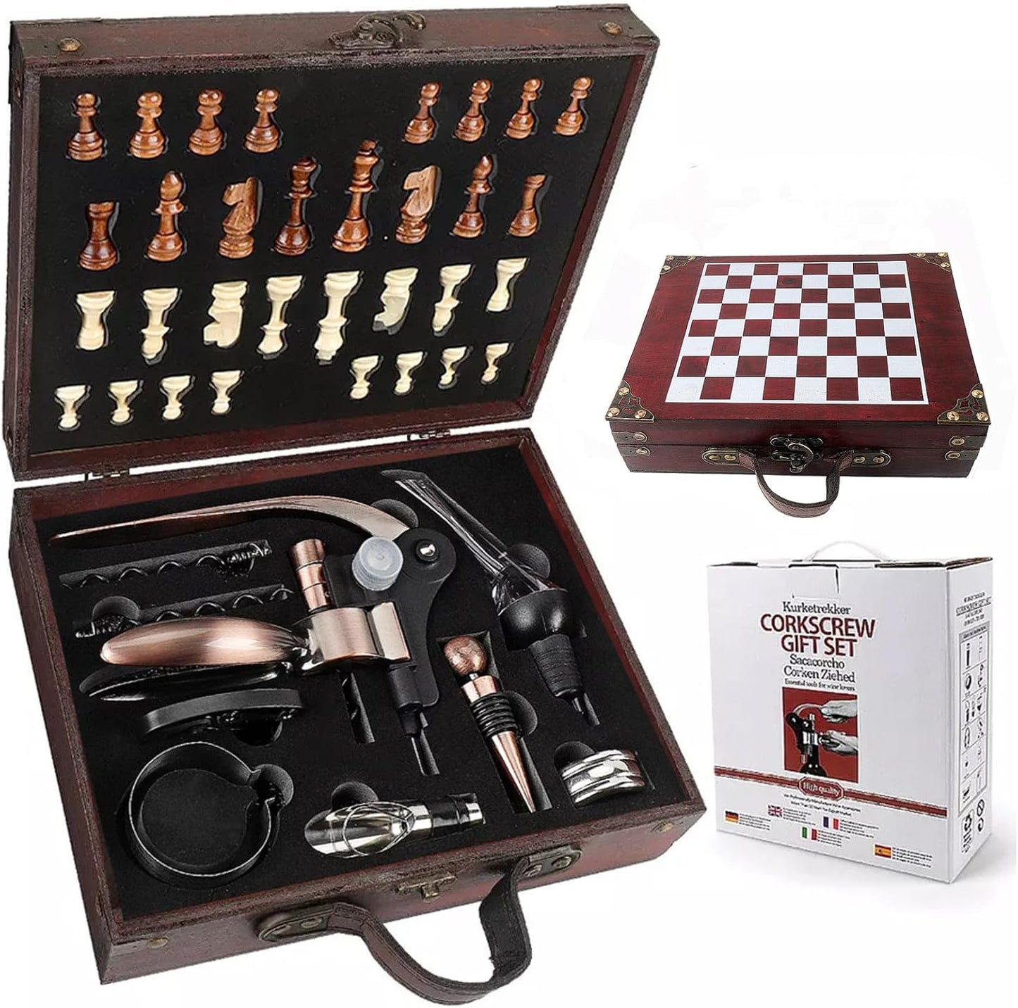 Korkenzieher Geschenkset in Holzkiste (Sommelier-Set), Style 01